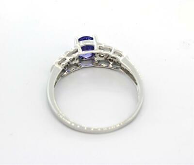 14K White Gold Diamond Ring Purple Gem 0.25 CTW Ladies Size 8 Oval Cut