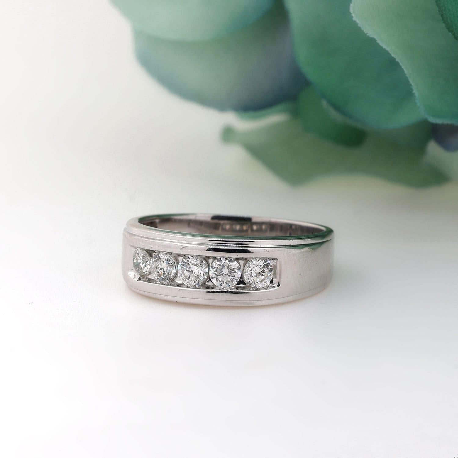 1.00 TW Diamond Band Ring 14K White Gold Wedding Anniversary Size 14 Unisex