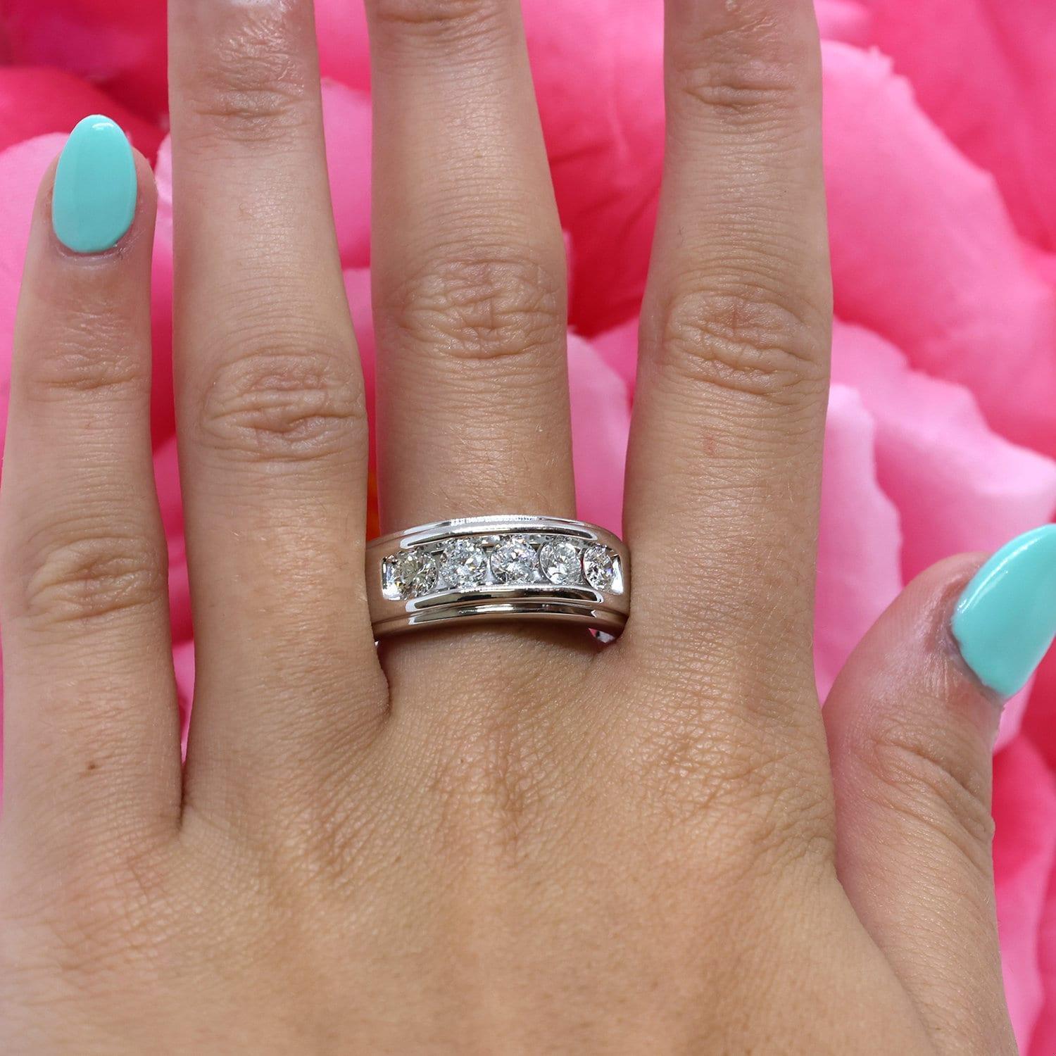 1.00 TW Diamond Band Ring 14K White Gold Wedding Anniversary Size 14 Unisex