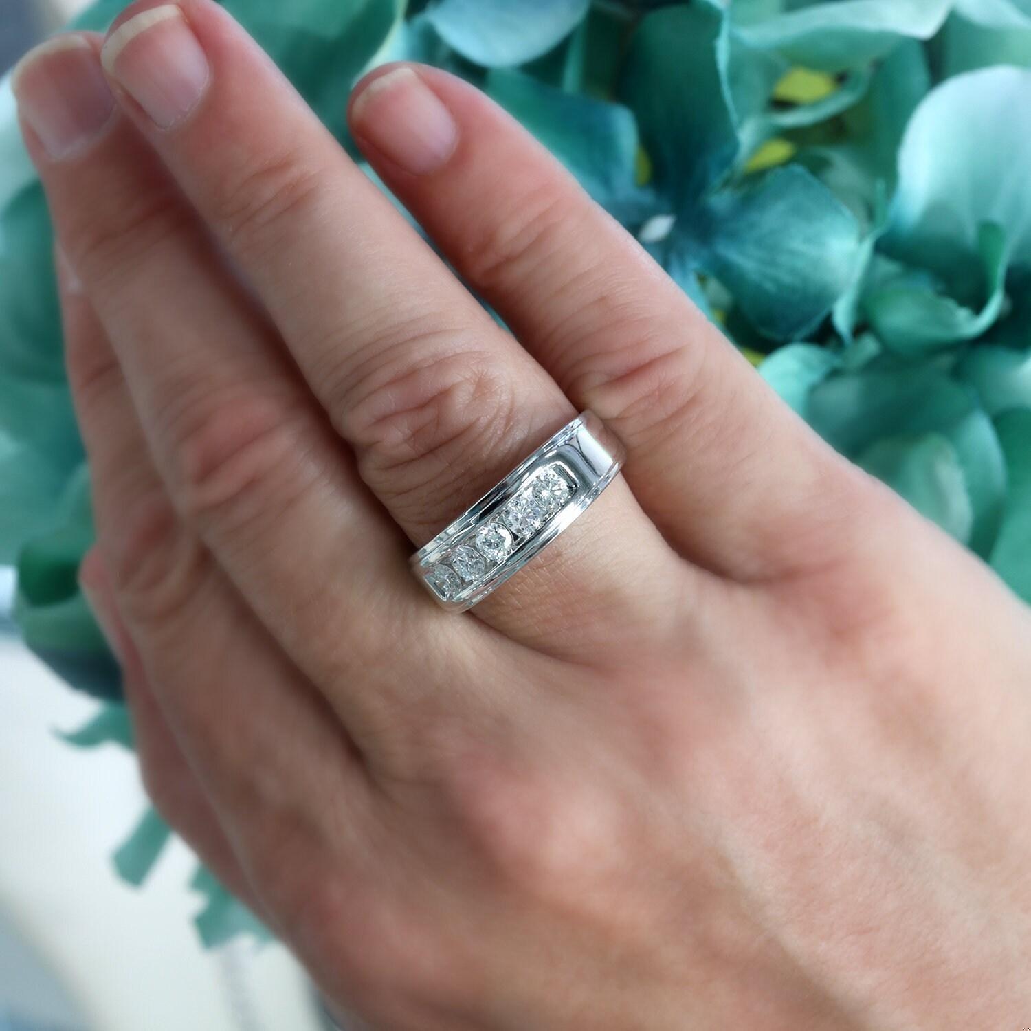 1.00 TW Diamond Band Ring 14K White Gold Wedding Anniversary Size 14 Unisex