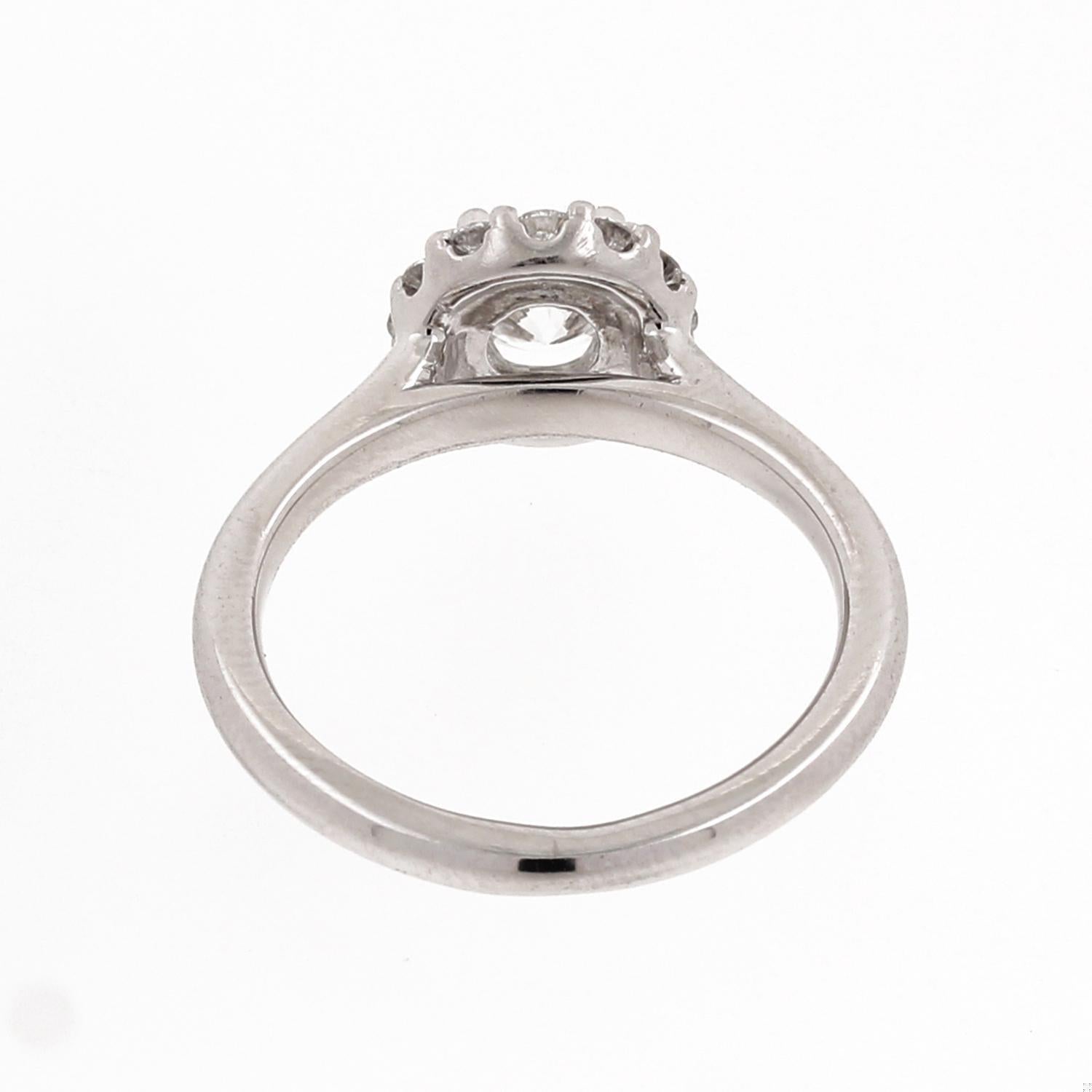 1.00 TW Halo Diamond Engagement Ring 14K White Gold Size 5.25