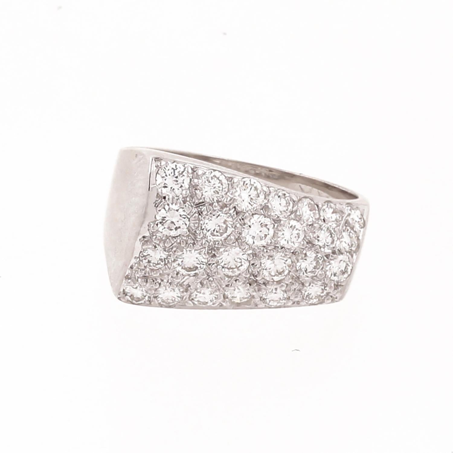 1.25 TW Cluster Diamond Wide Band Ring 18K Solid White Gold Size 6