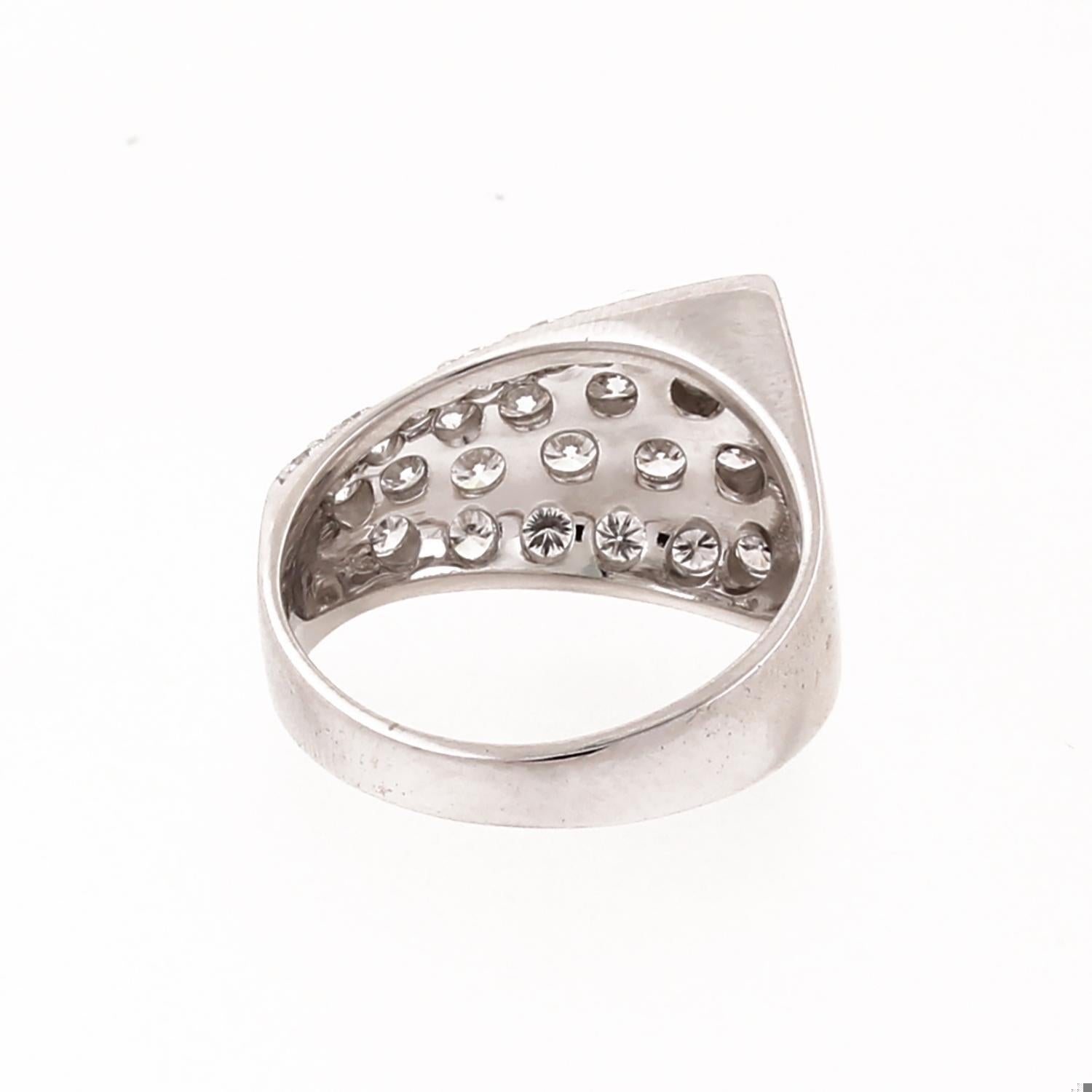 1.25 TW Cluster Diamond Wide Band Ring 18K Solid White Gold Size 6