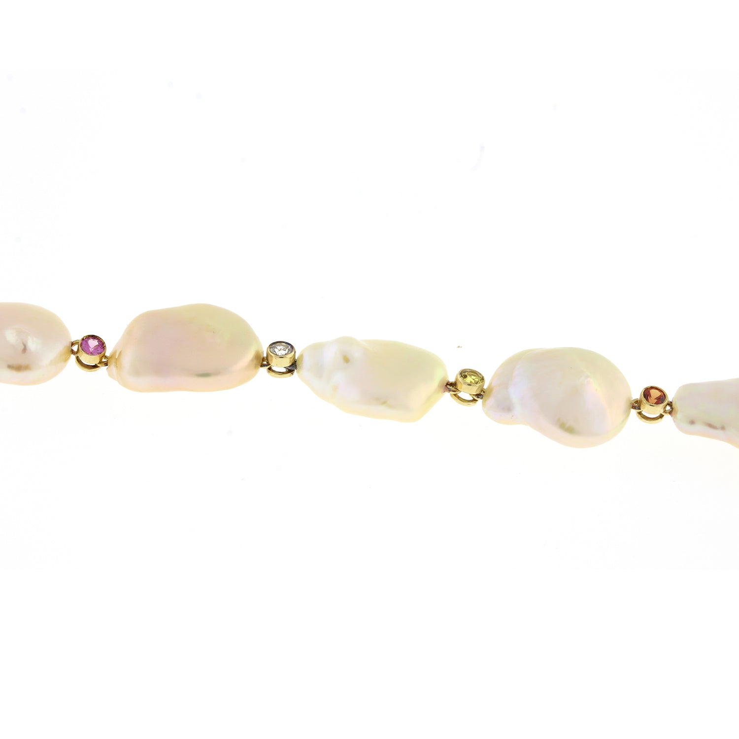 Yvel Baroque Pearl Multi-Colored Topaz Gemstone Necklace 18K Yellow Gold 17"