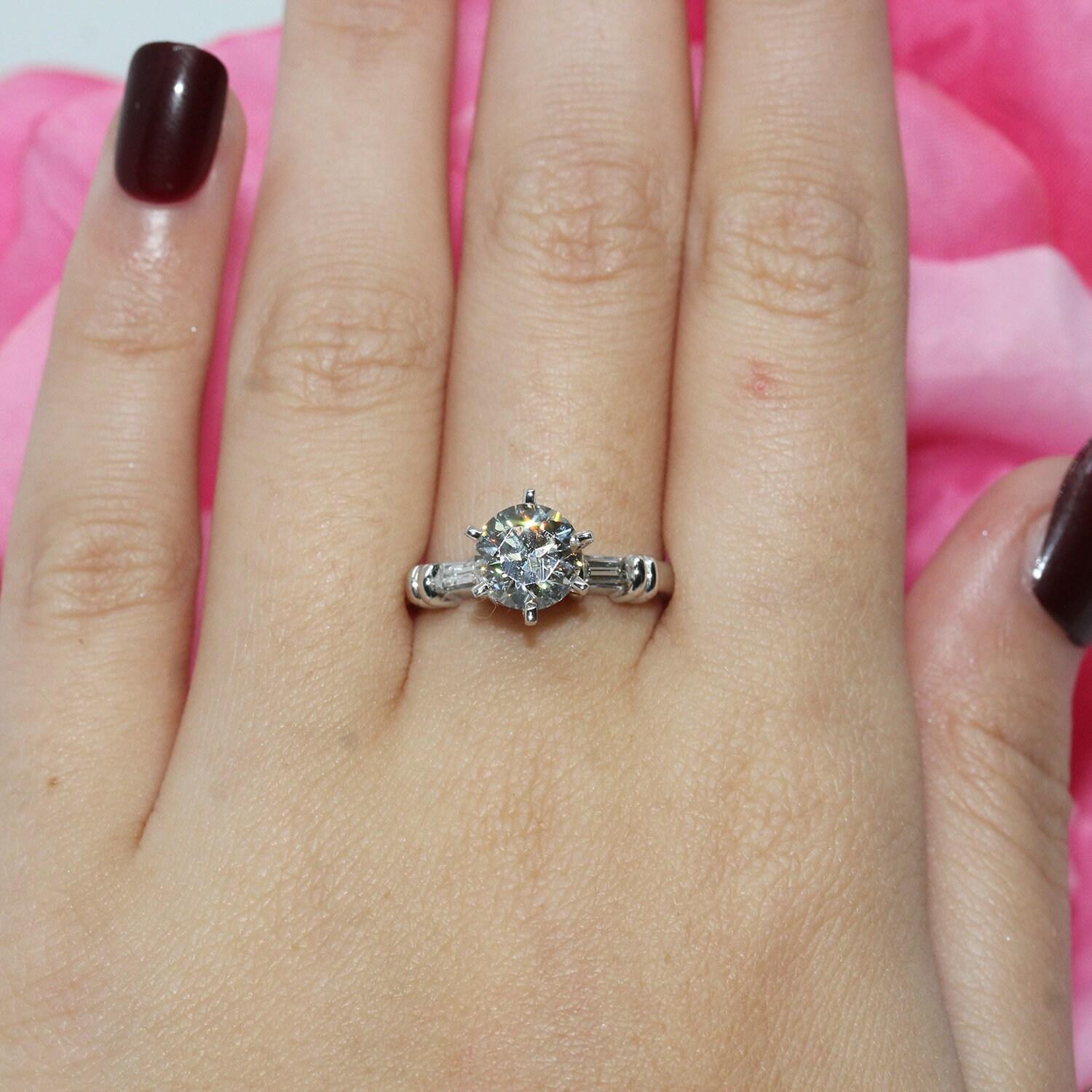 1.32 TW Lab Grown Round Cut Diamond Engagement Ring White Gold Size 6.25