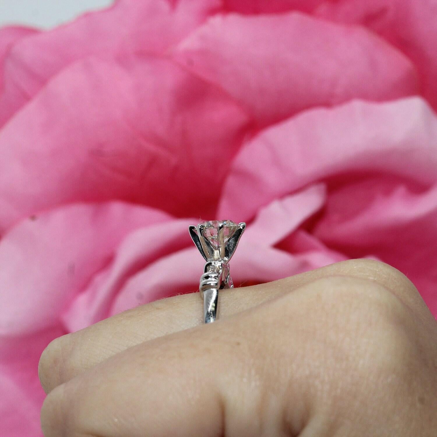 1.32 TW Lab Grown Round Cut Diamond Engagement Ring White Gold Size 6.25