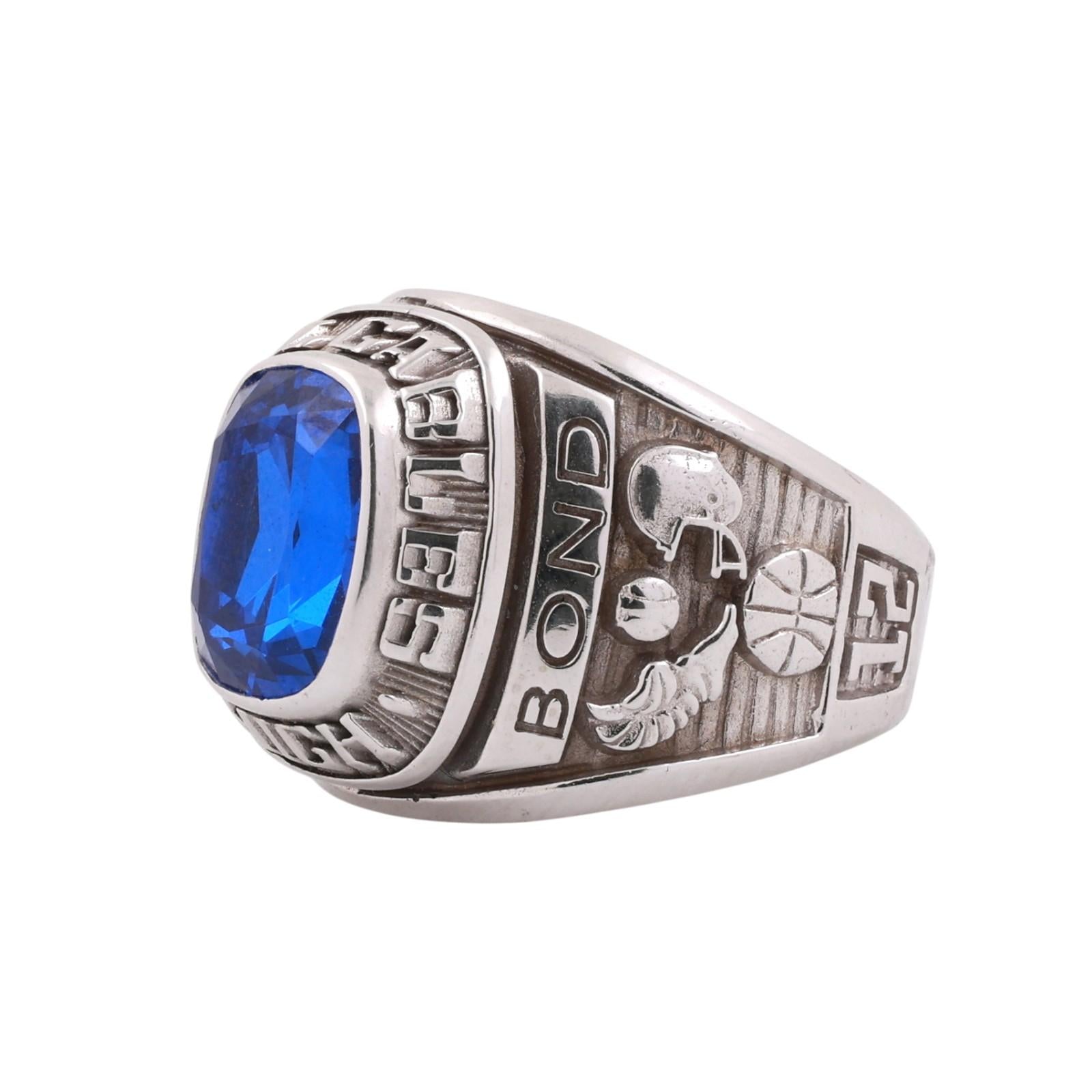 Coral Gables High School Class Ring 10K White Gold Blue Spinel Cavaliers Size 9