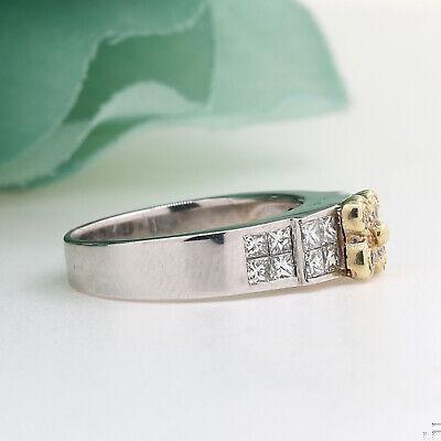 Princess Cut Diamond Flower Band Ring Two-Tone Gold 1.34 CTW Size 6.25 Ladies