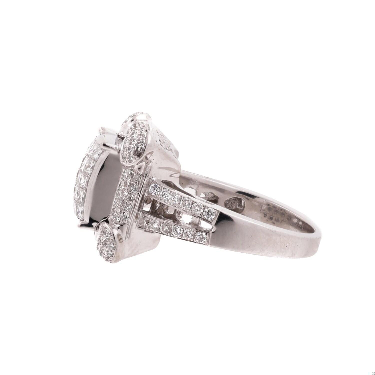 1.40 TW Princess Cut Cluster Diamond Ring White Gold Round Accents Size 5.75