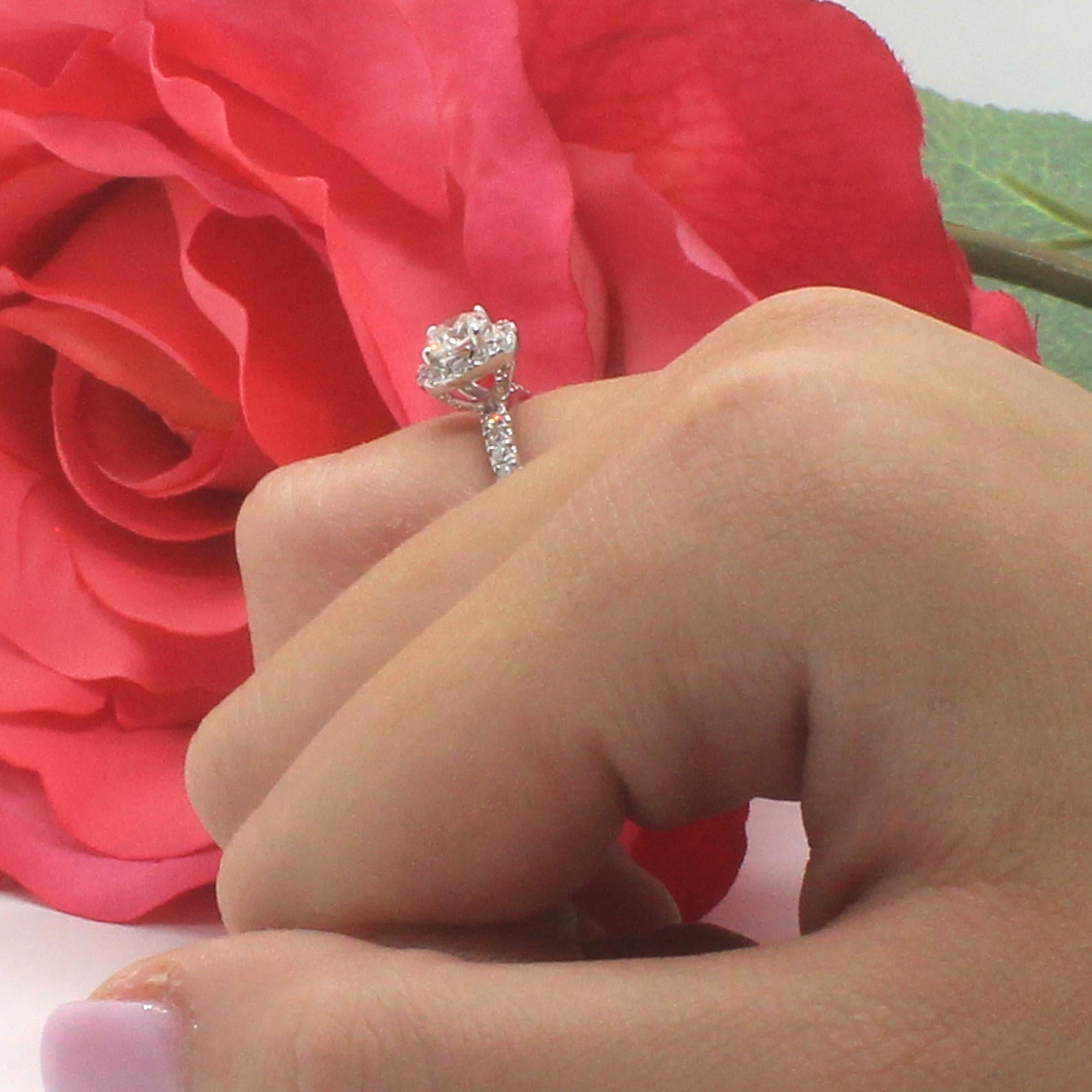 1.25 TW Halo Diamond Engagement Ring 14K White Gold Size 5 Ladies