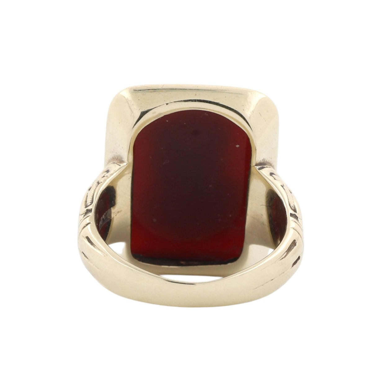 Victorian Style Two-Layer Sardonyx Chalcedony Banded Cameo Ring 14K Yellow Gold