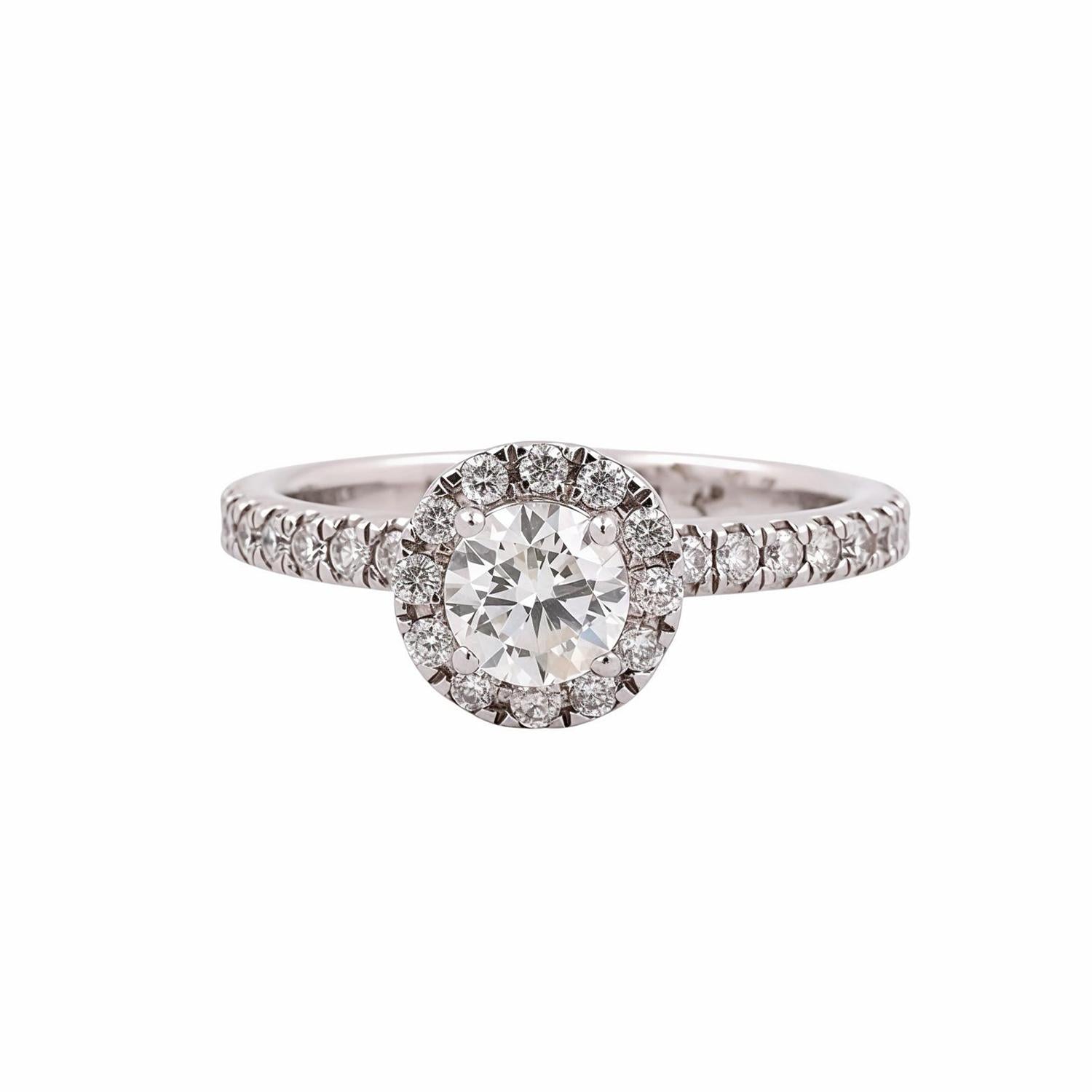 1.25 TW Halo Diamond Engagement Ring 14K White Gold Size 5 Ladies