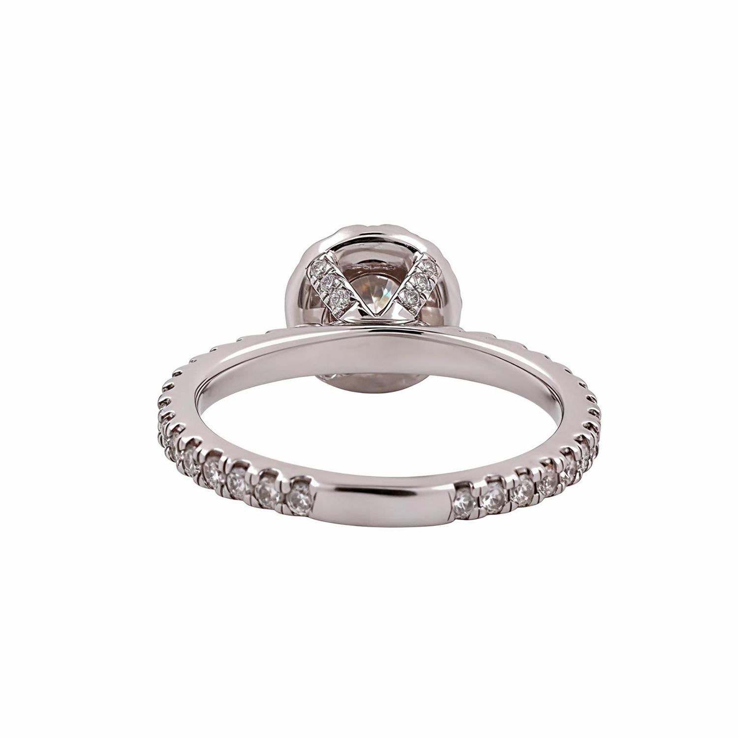 1.25 TW Halo Diamond Engagement Ring 14K White Gold Size 5 Ladies