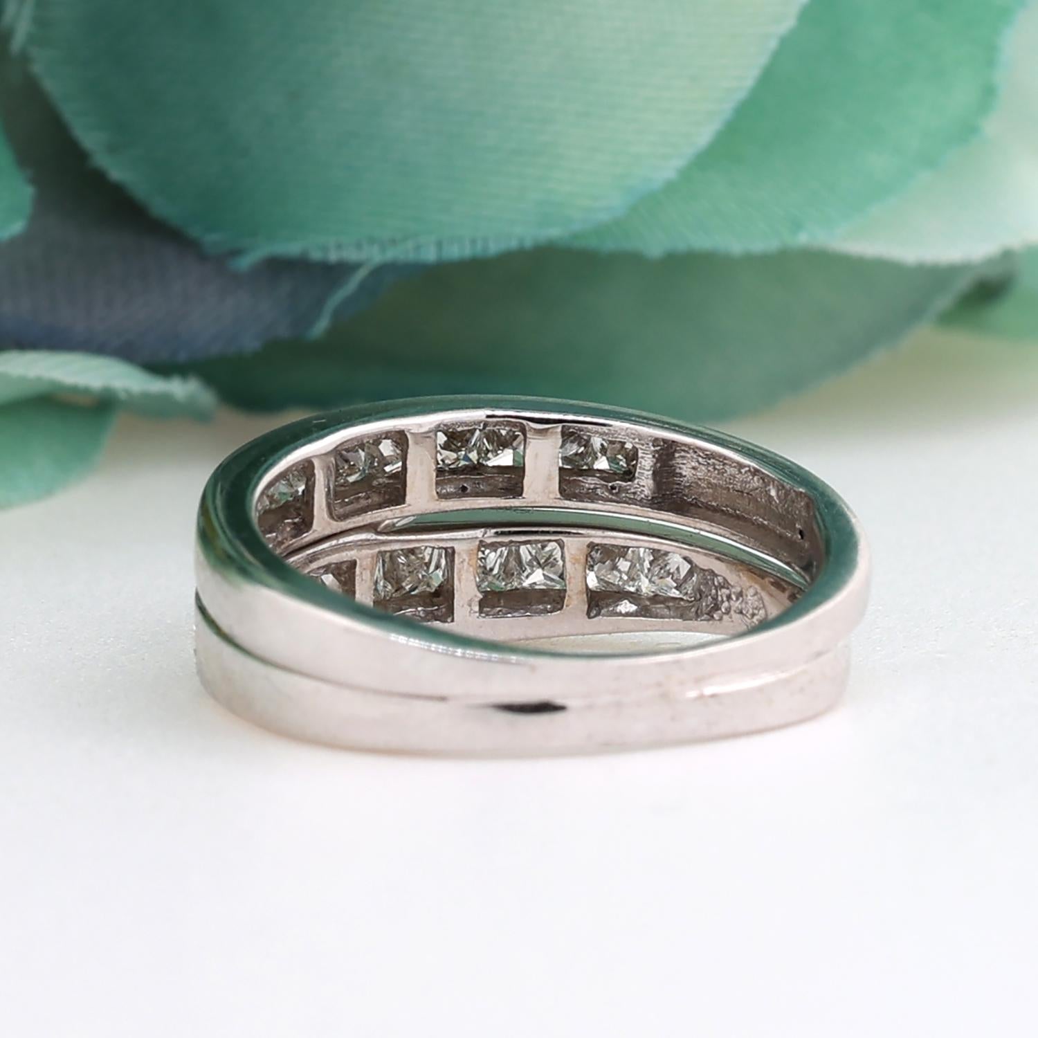 1.50 TW Solitaire Princess Cut Diamond Wedding Ring Set 14K White Gold Size 5.5