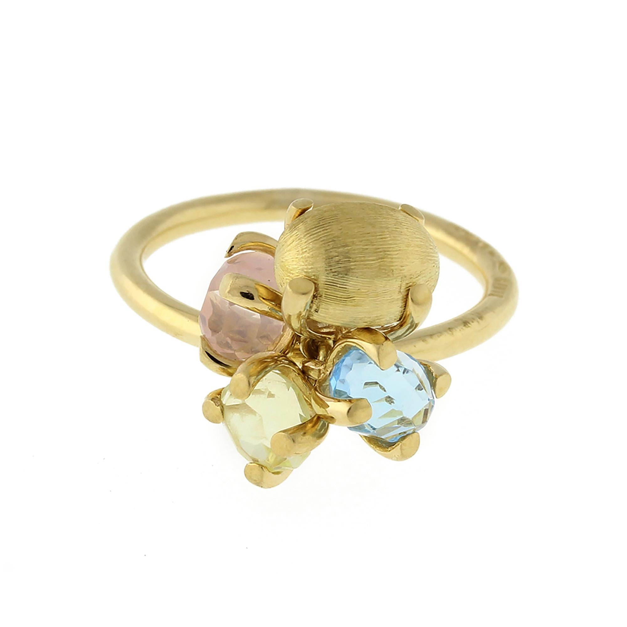Nanis Bonbon Multi Gemstone Ring Yellow Gold Quartz Blue Topaz Citrine Size 5.75