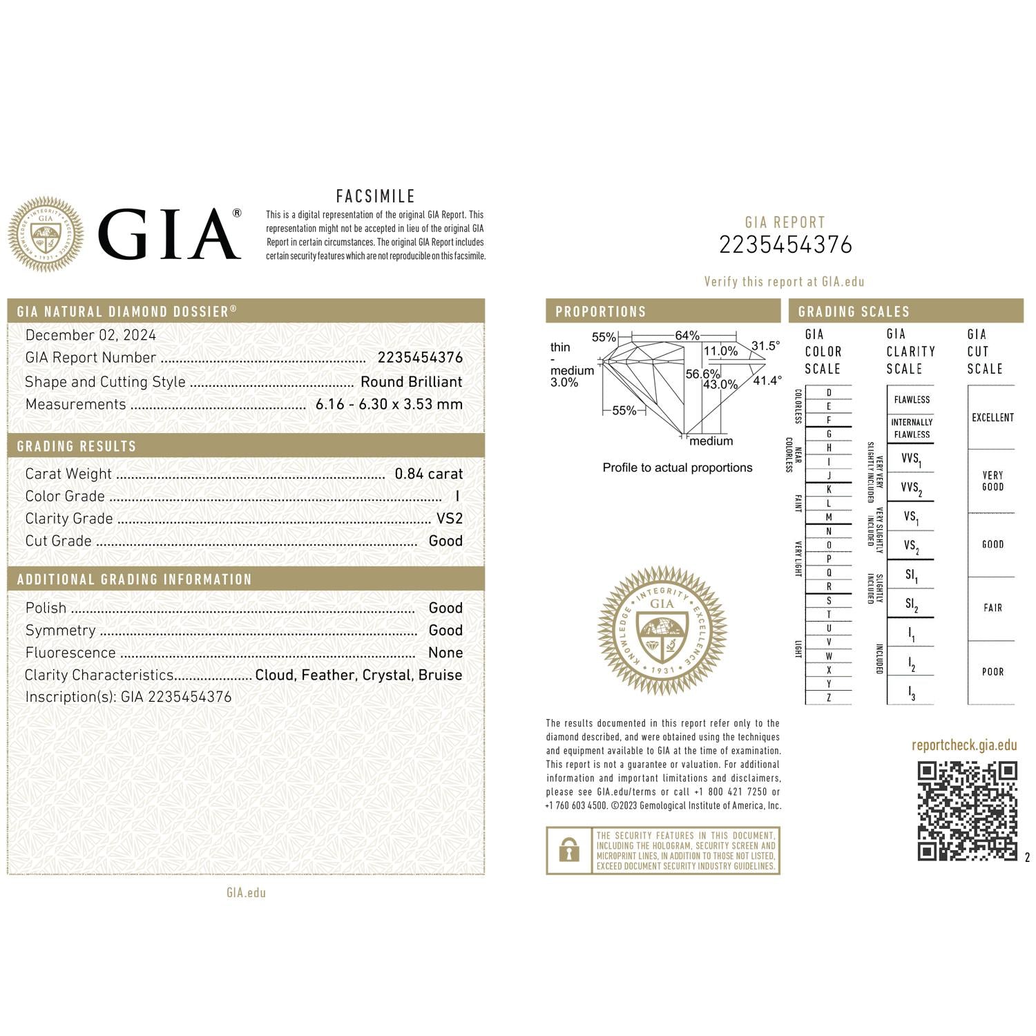 Round Solitaire Diamond Engagement Ring 0.94 TW GIA Certified Platinum Size 5.75