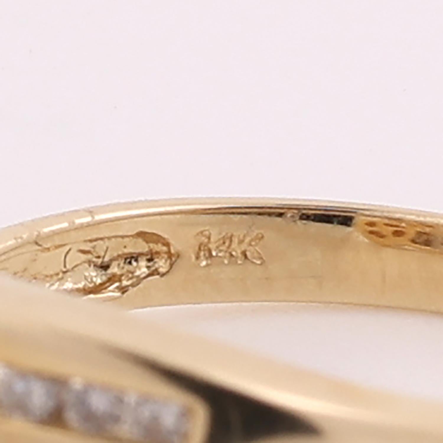 Freshwater Pearl Diamond Accent Bypass Ring 14K Yellow Gold Size 7.25 Vintage
