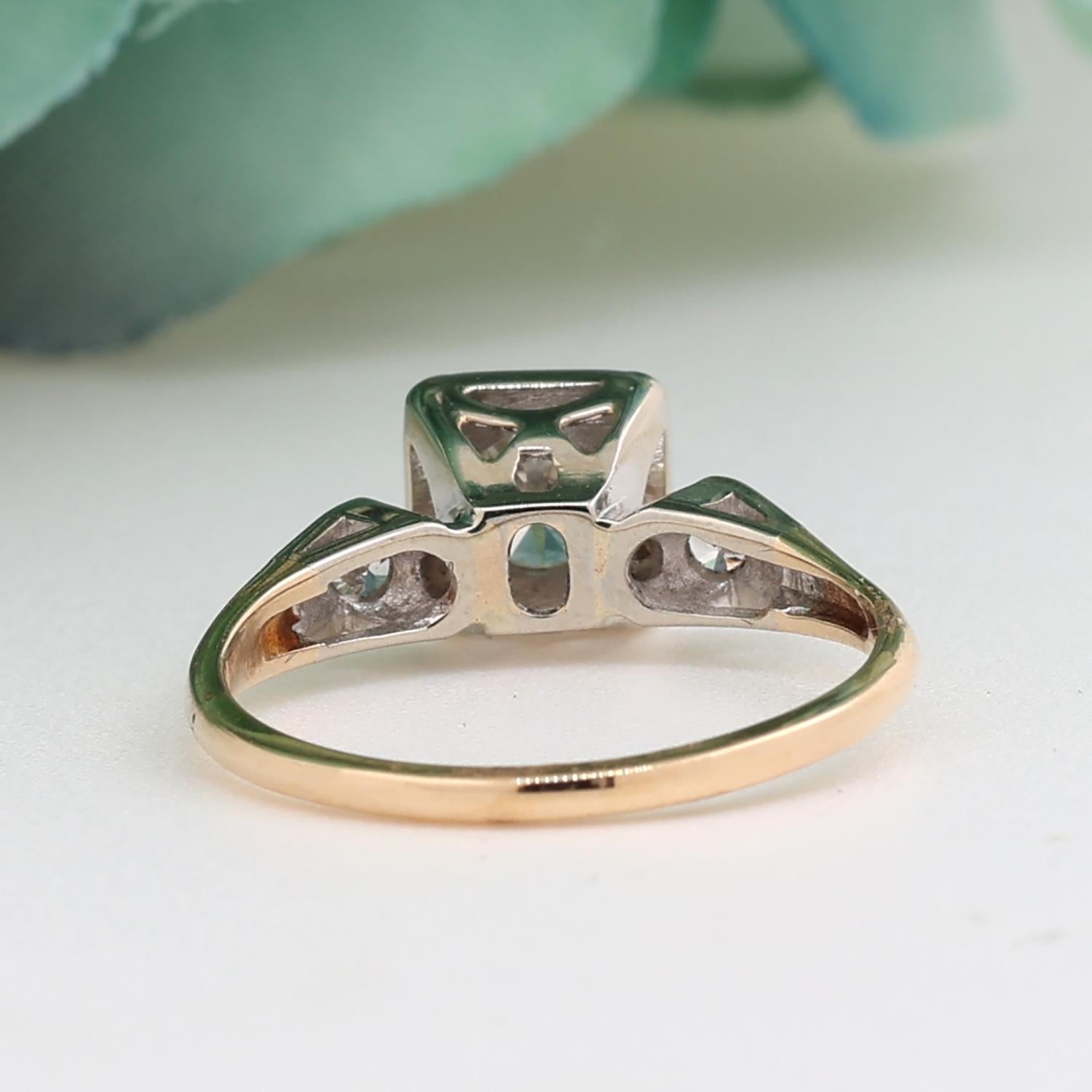 0.65 TW Round Diamond Solitaire Accent Engagement Ring 2-Tone Gold Size 5.25