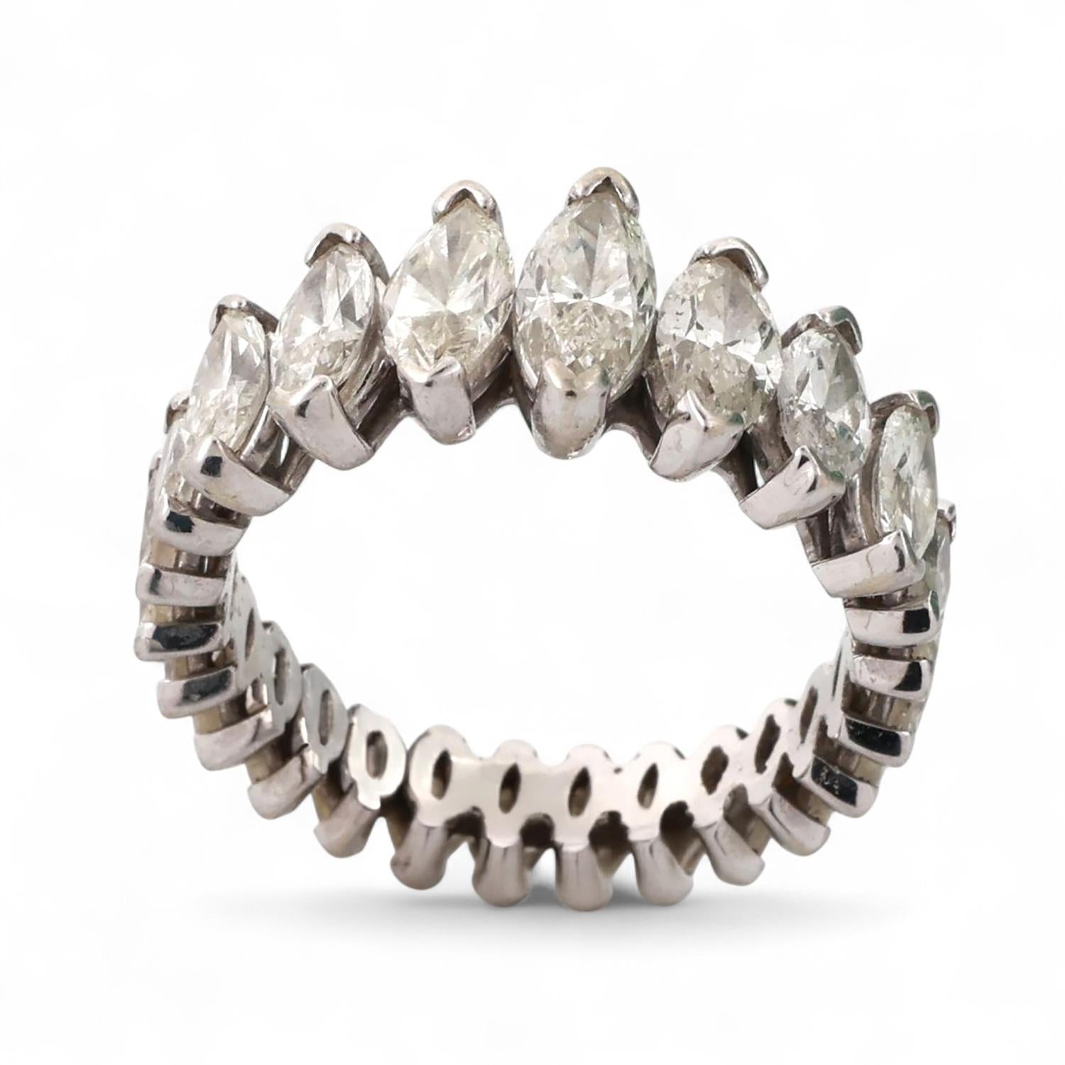 3.60 TW Marquise Diamond Full Eternity Wedding Band Ring 14K White Gold SZ 5.25