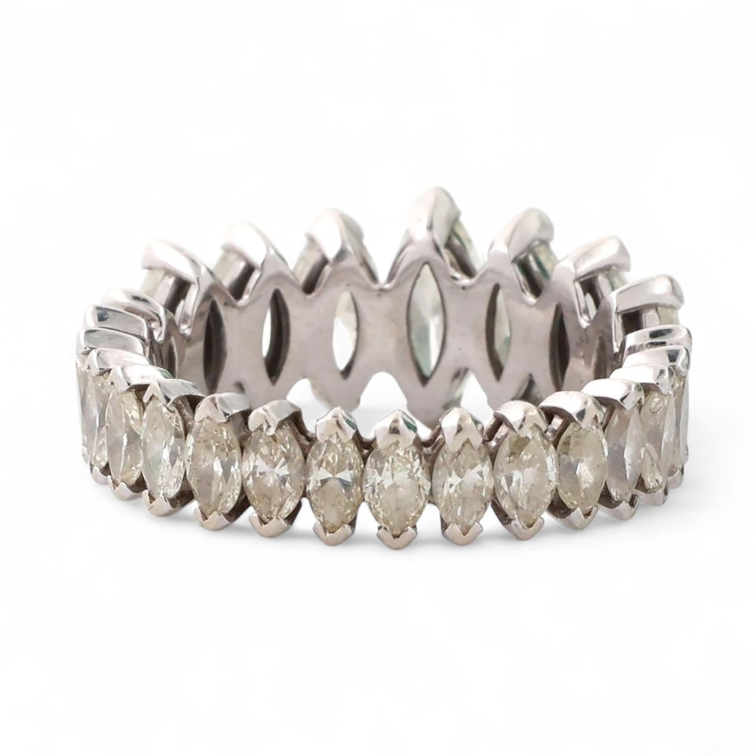 3.60 TW Marquise Diamond Full Eternity Wedding Band Ring 14K White Gold SZ 5.25