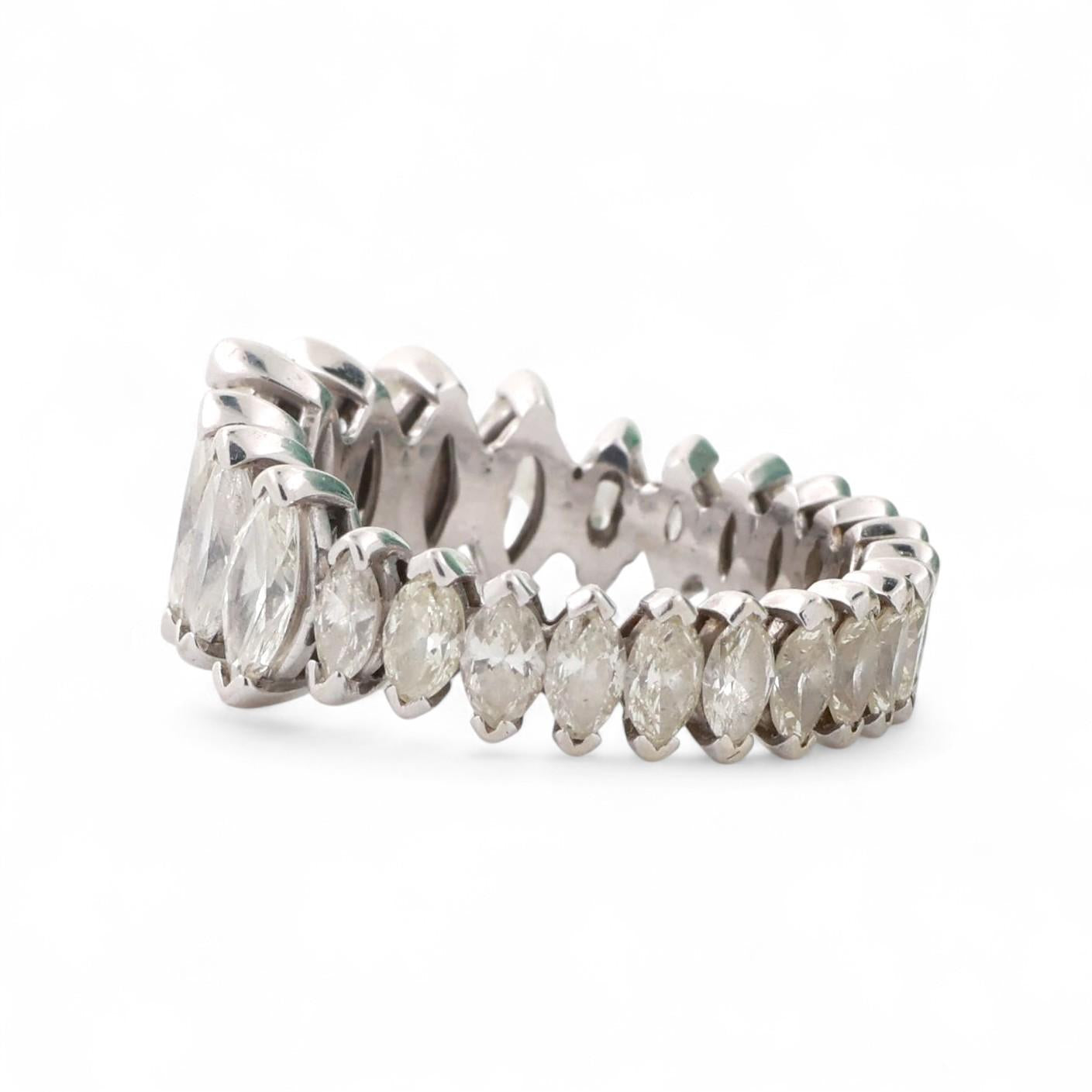 3.60 TW Marquise Diamond Full Eternity Wedding Band Ring 14K White Gold SZ 5.25