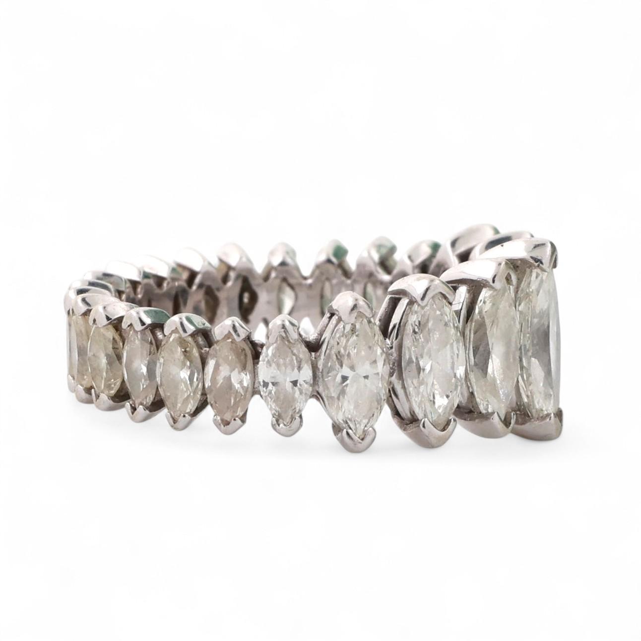 3.60 TW Marquise Diamond Full Eternity Wedding Band Ring 14K White Gold SZ 5.25