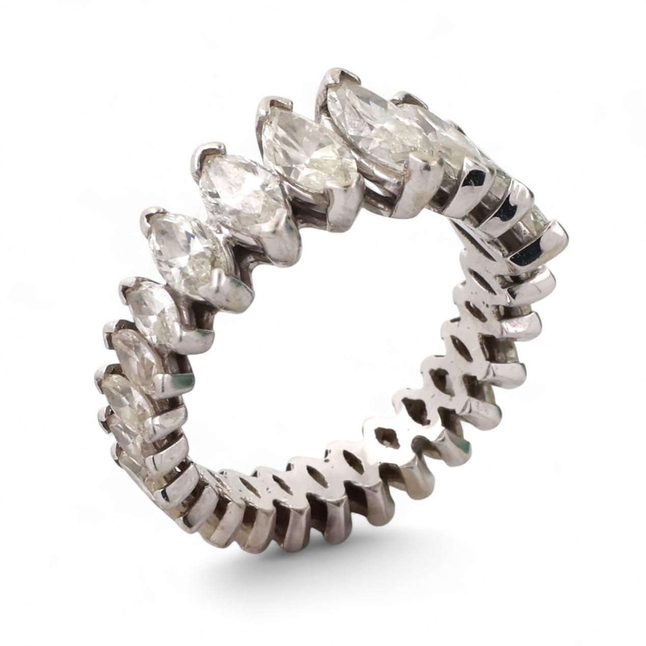 3.60 TW Marquise Diamond Full Eternity Wedding Band Ring 14K White Gold SZ 5.25