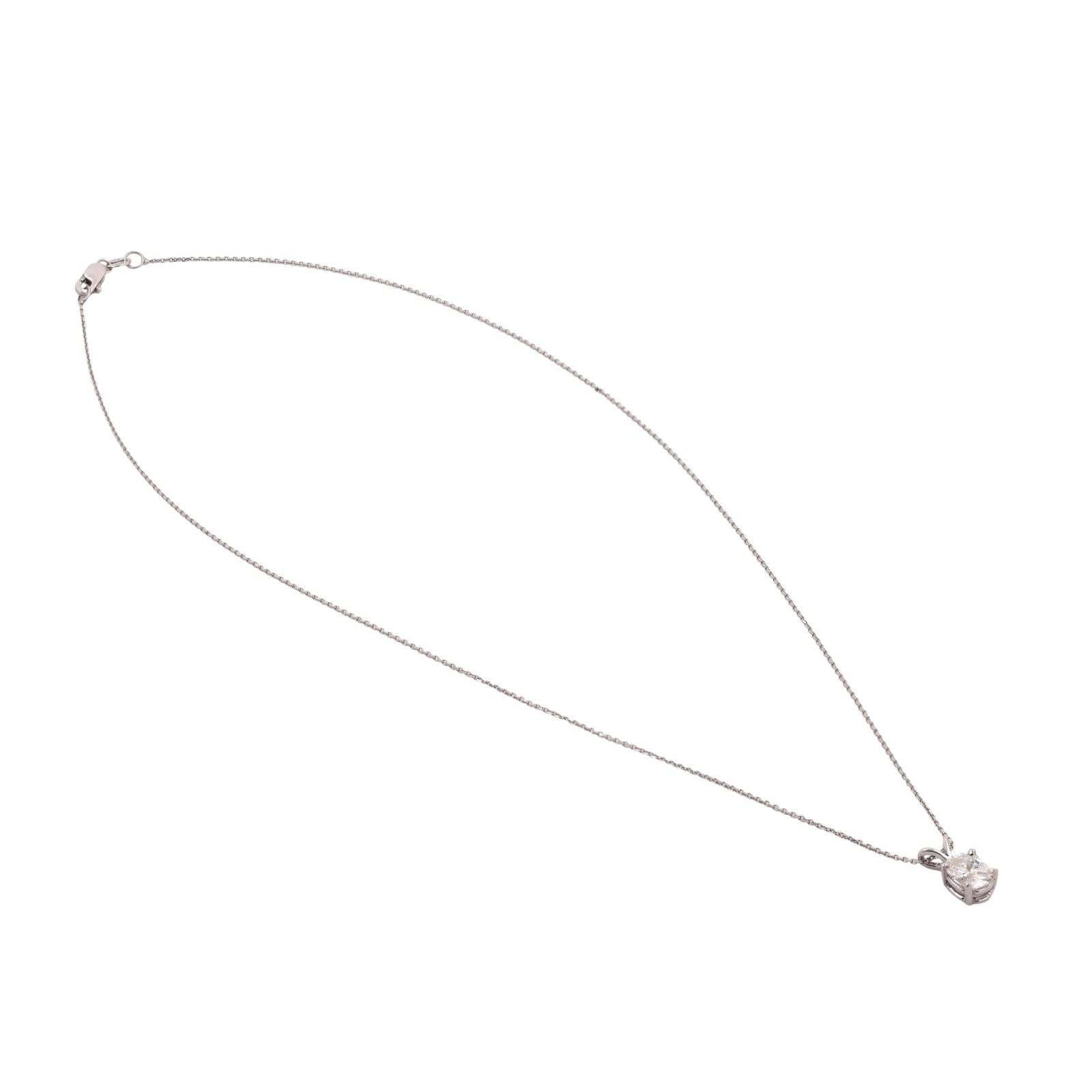0.81 CT Oval Diamond Solitaire Pendant Chain Necklace White Gold 16"