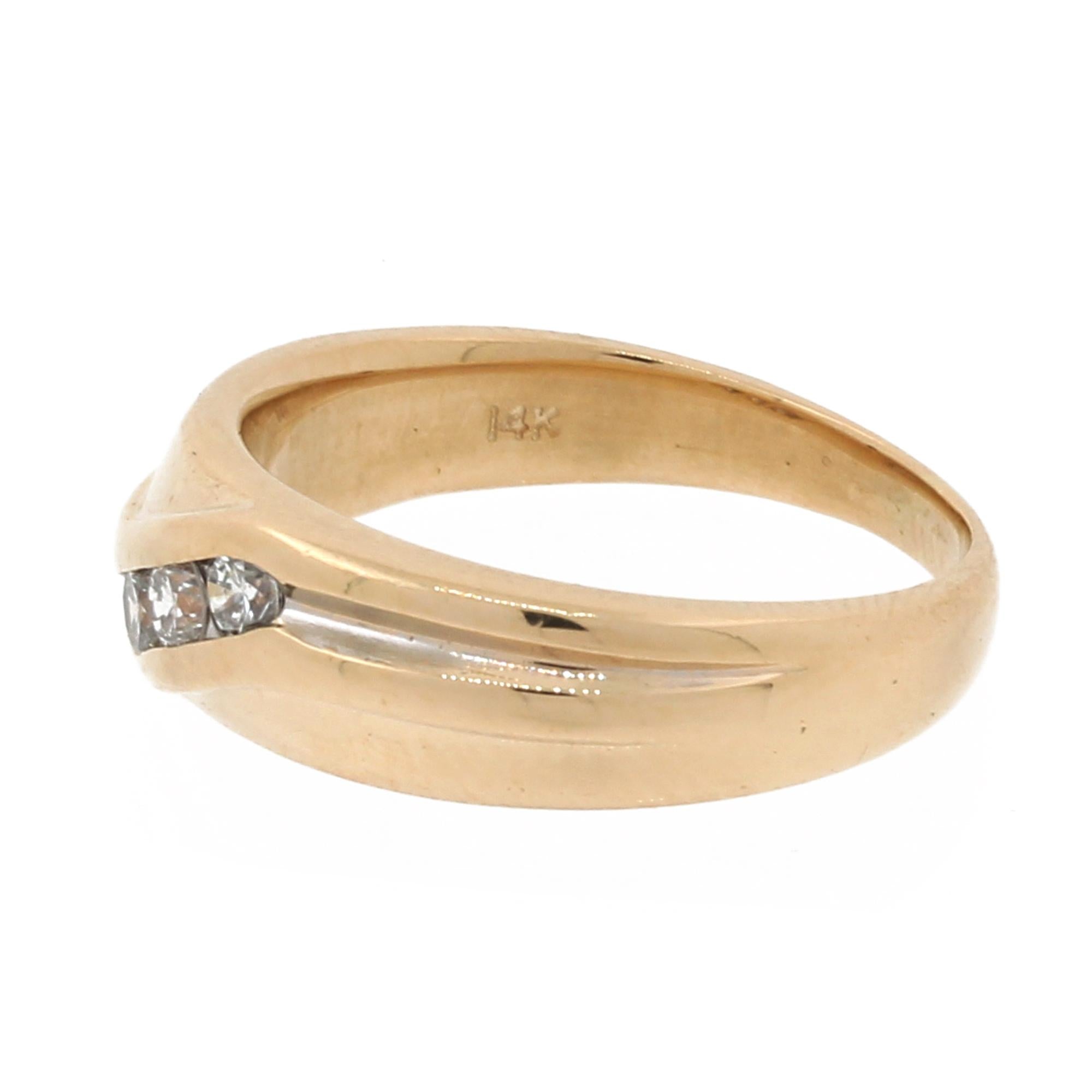 3-Stone Diamond Band Ring 14K Yellow Gold 0.33 TW Size 8 Unisex Estate