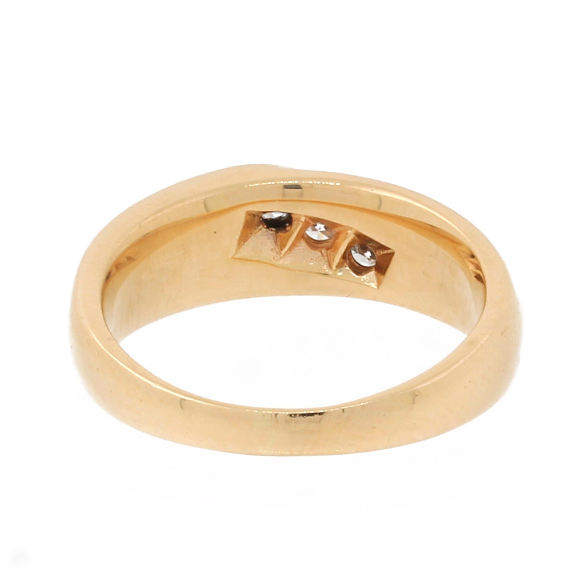 3-Stone Diamond Band Ring 14K Yellow Gold 0.33 TW Size 8 Unisex Estate