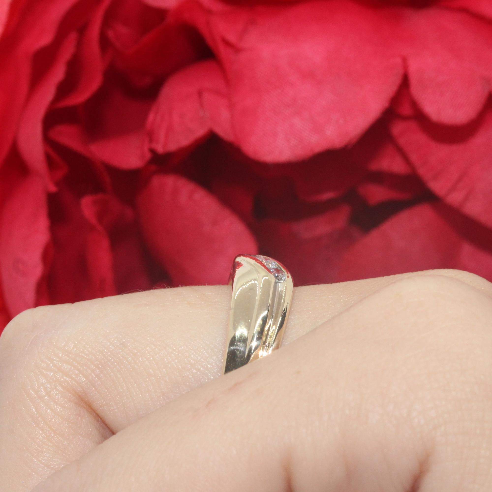 3-Stone Diamond Band Ring 14K Yellow Gold 0.33 TW Size 8 Unisex Estate