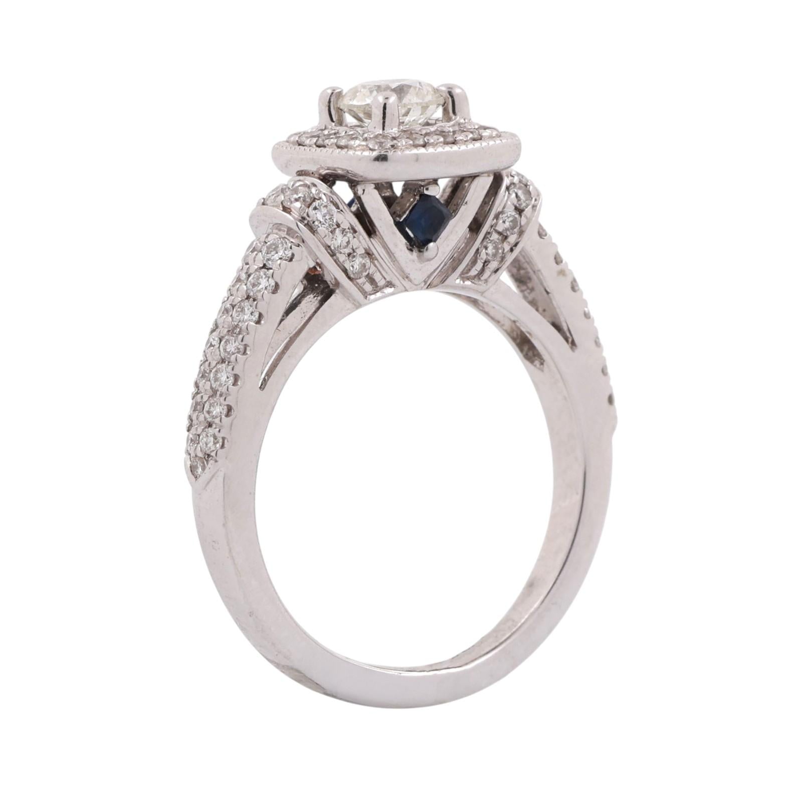 Vera Wang 0.90 TW Solitaire Halo Diamond Engagement Ring 14K White Gold SZ 4.25