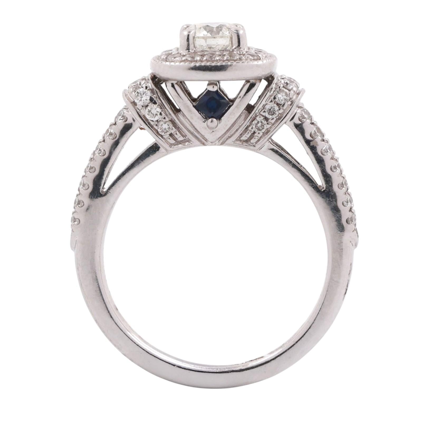 Vera Wang 0.90 TW Solitaire Halo Diamond Engagement Ring 14K White Gold SZ 4.25