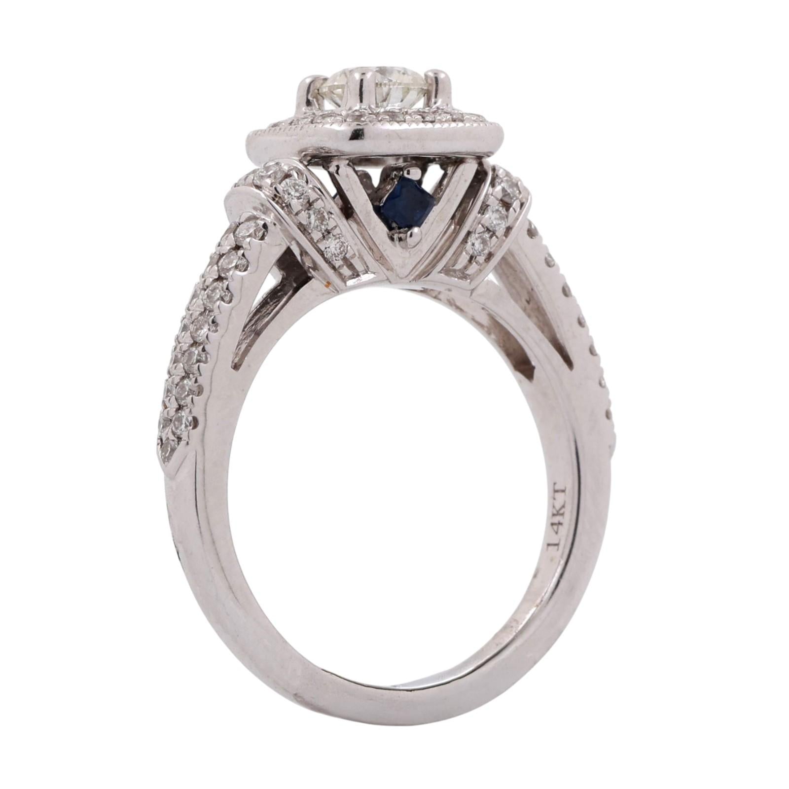 Vera Wang 0.90 TW Solitaire Halo Diamond Engagement Ring 14K White Gold SZ 4.25