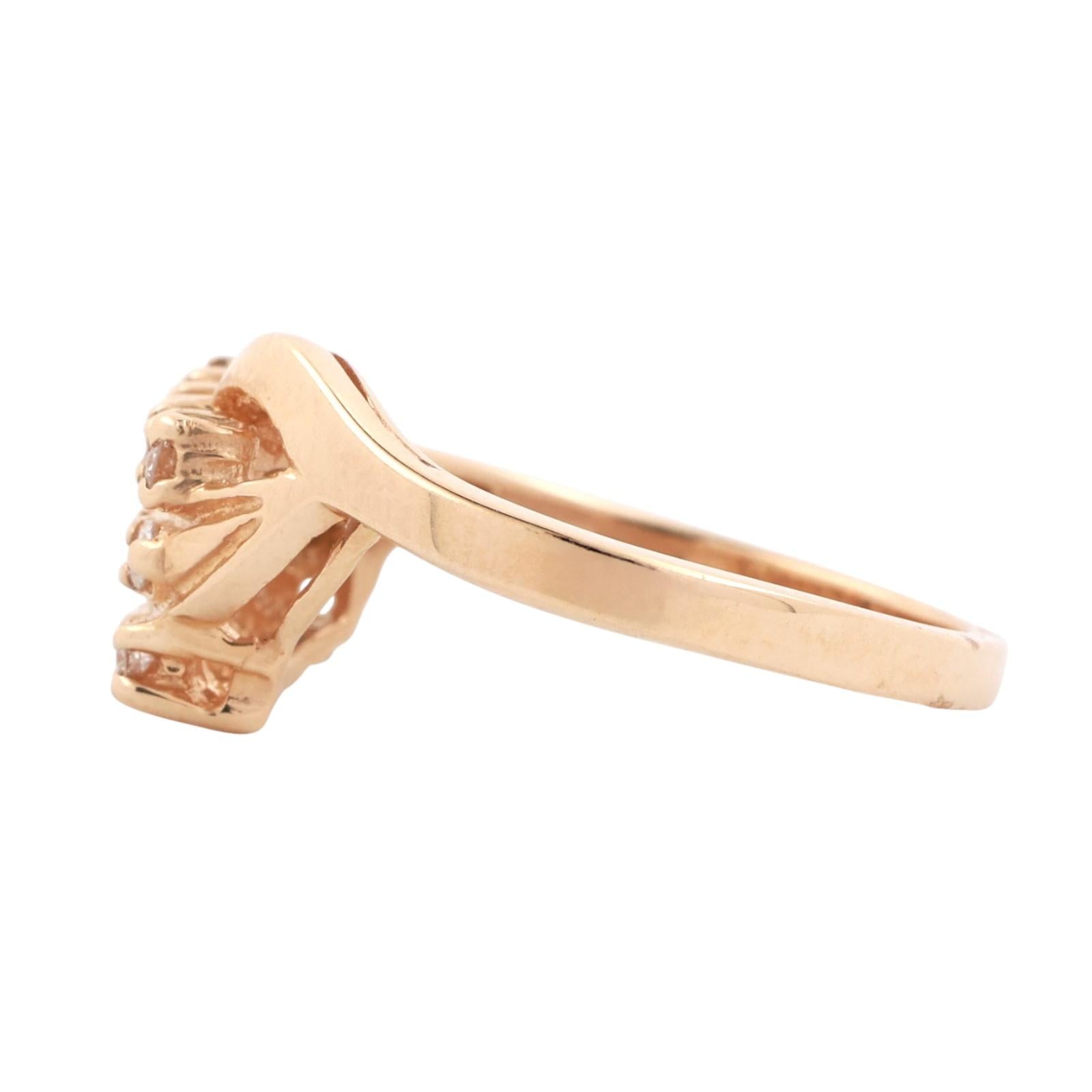 3-Row Diamond Swirl Ring 14K Yellow Gold 0.50 TW Diamonds Size 7.5 Ladies Estate