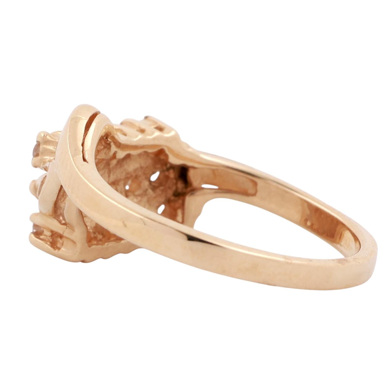 3-Row Diamond Swirl Ring 14K Yellow Gold 0.50 TW Diamonds Size 7.5 Ladies Estate