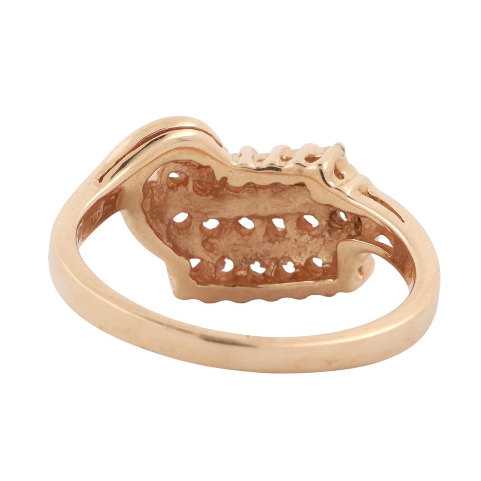 3-Row Diamond Swirl Ring 14K Yellow Gold 0.50 TW Diamonds Size 7.5 Ladies Estate