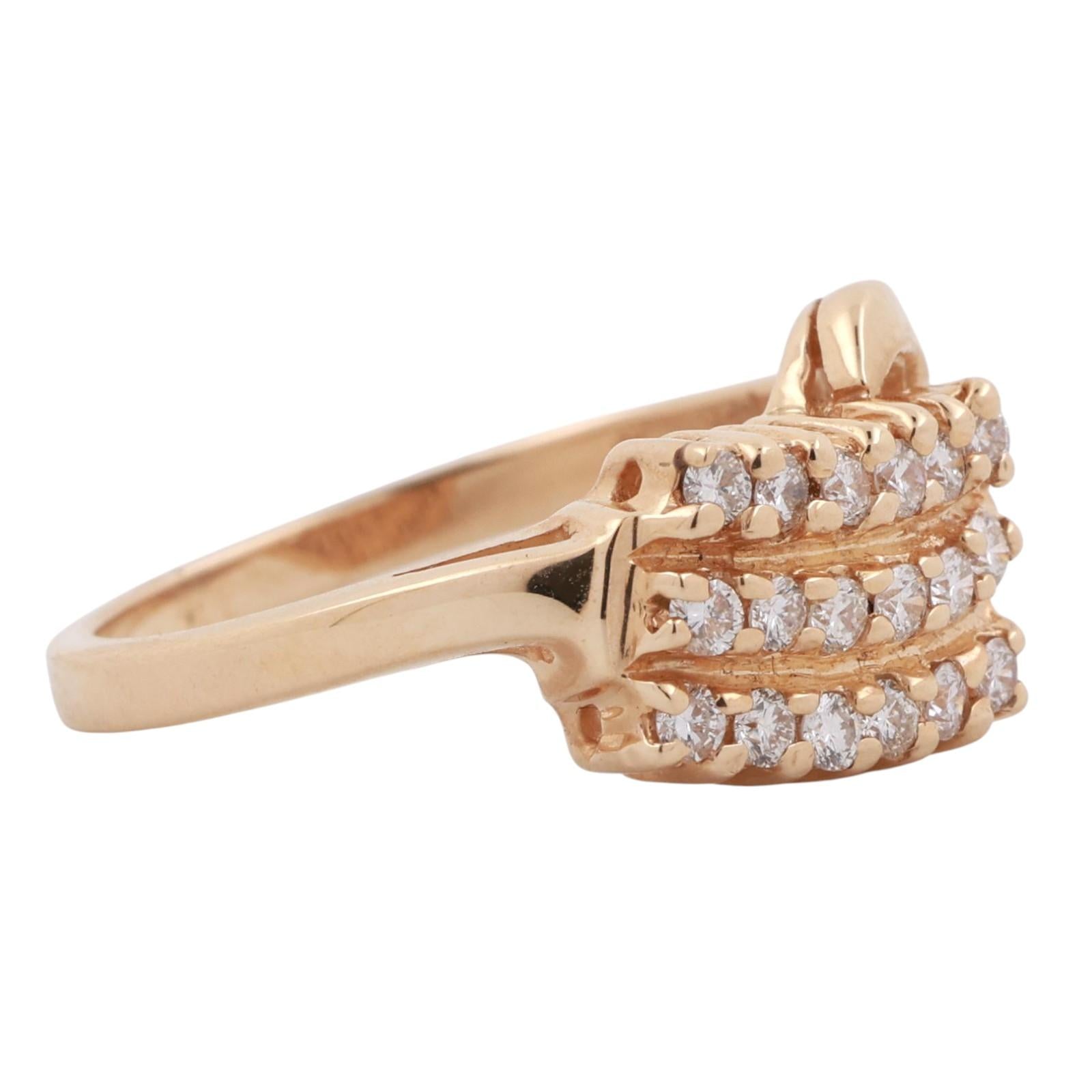 3-Row Diamond Swirl Ring 14K Yellow Gold 0.50 TW Diamonds Size 7.5 Ladies Estate