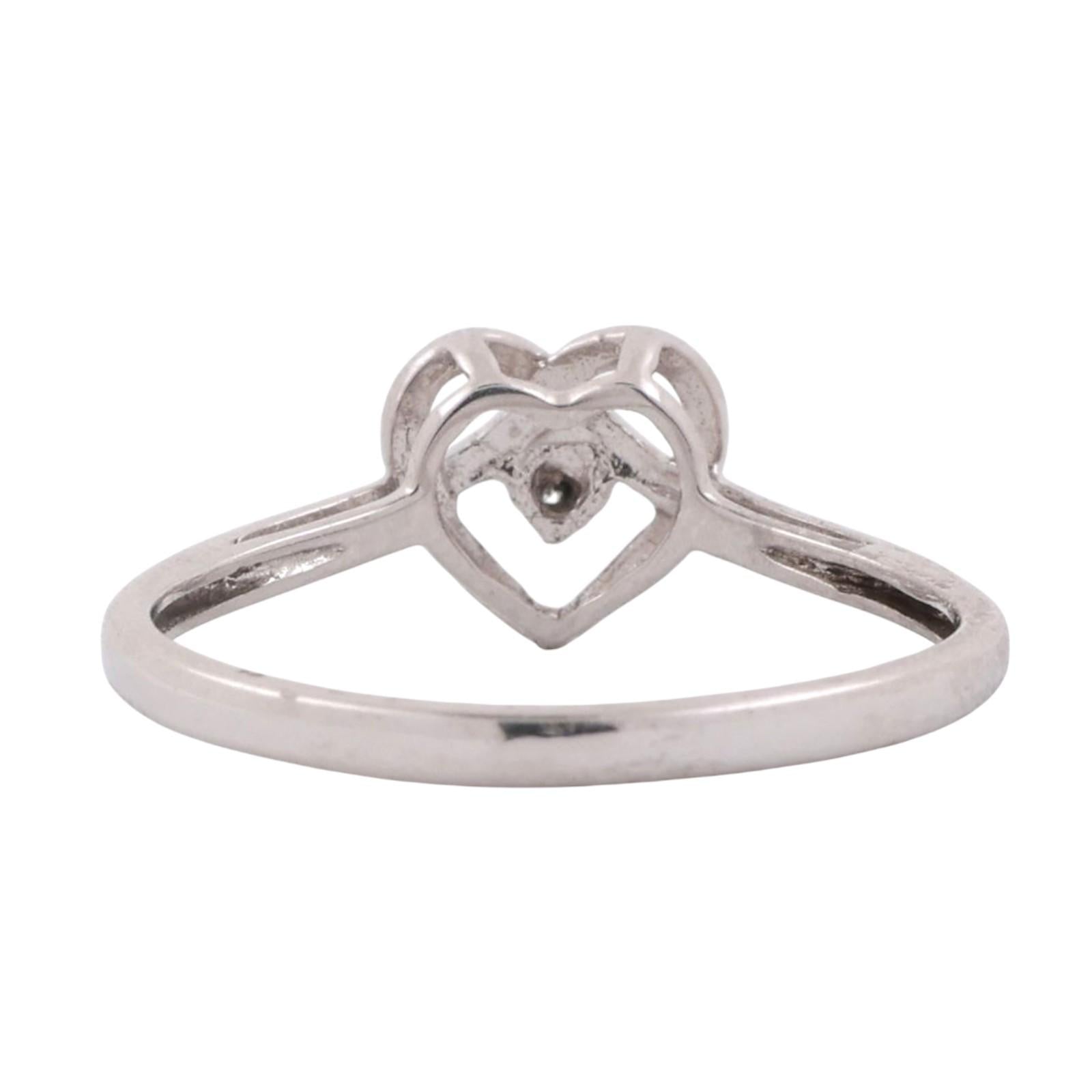 Heart Diamond Accent Ring 10K White Gold Twisted Design Size 7 Ladies Girls