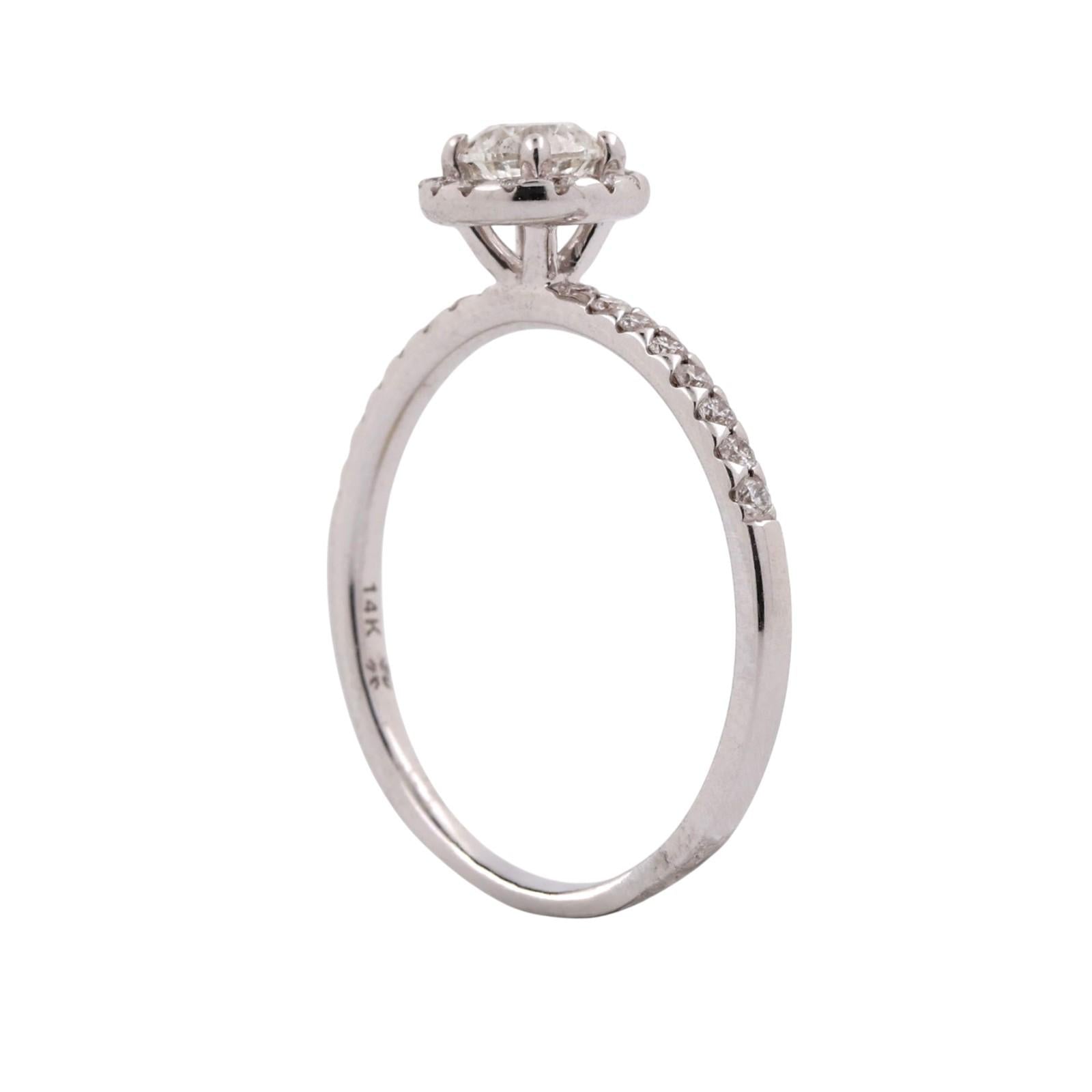 Solitaire Halo Diamond Engagement Ring 14K White Gold 0.70 TW Size 8.25