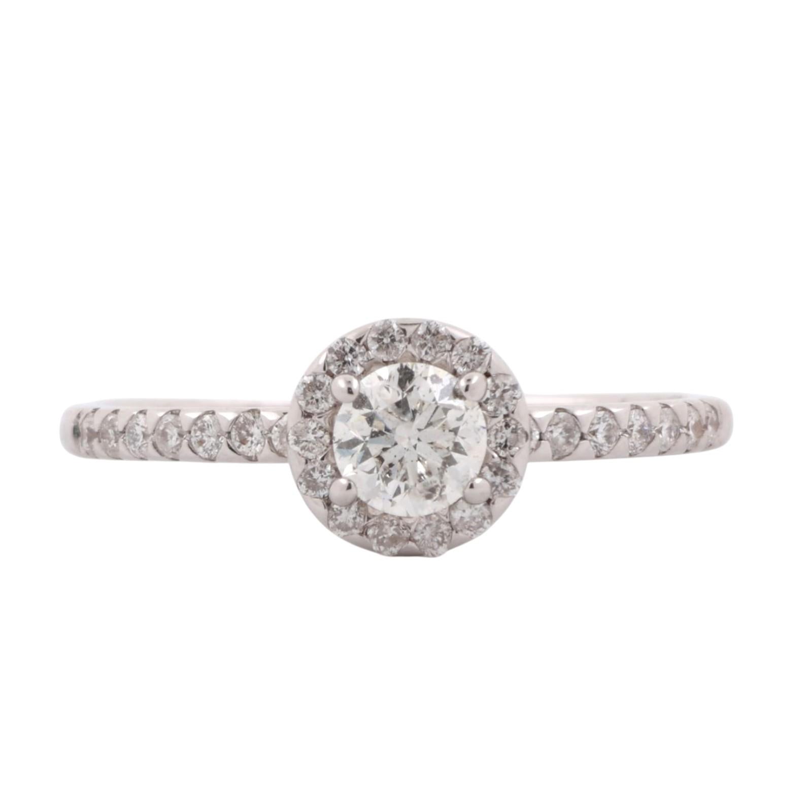 Solitaire Halo Diamond Engagement Ring 14K White Gold 0.70 TW Size 8.25