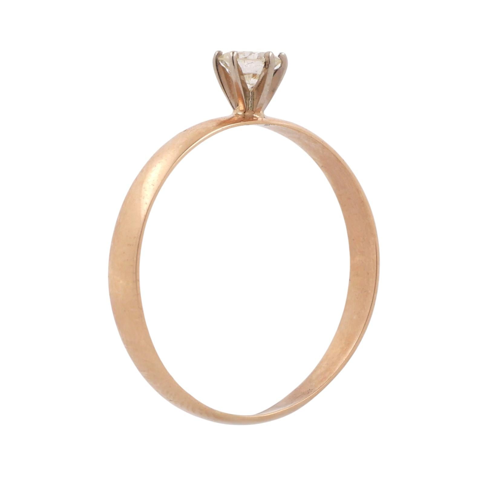 0.38 CT Round Diamond Solitaire Engagement Ring 14K Yellow Gold Size 12.5 Estate