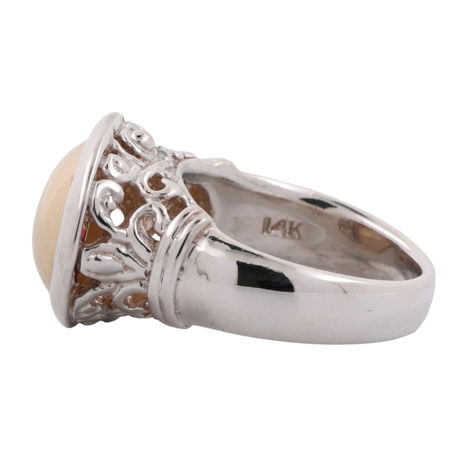 14K Yellow Gold Sterling Silver Filigree Dome Ring Size 9.25 Bezel Setting