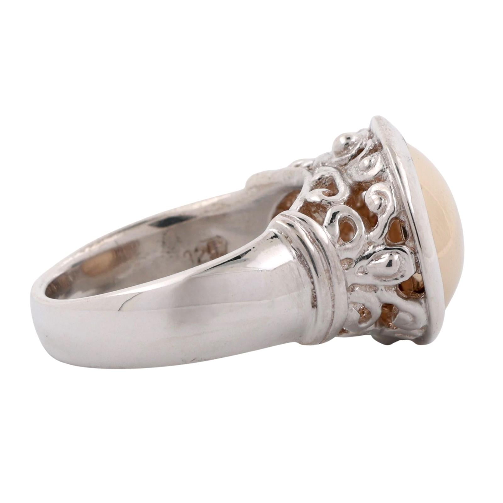 14K Yellow Gold Sterling Silver Filigree Dome Ring Size 9.25 Bezel Setting