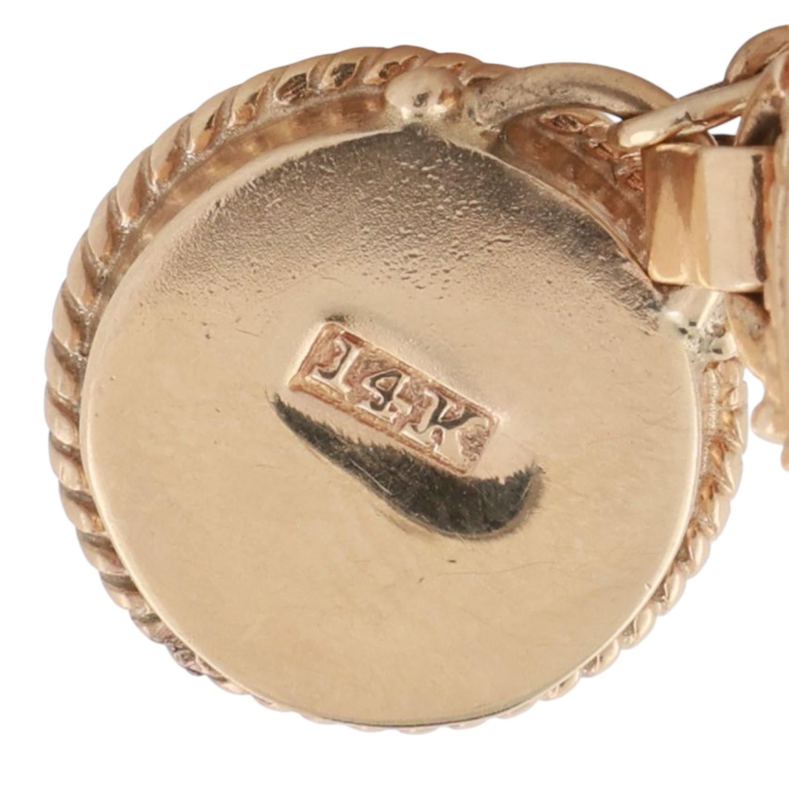 Cabochon Jadeite Gemstone Station Bracelet Yellow Gold 6.75" Unisex Estate