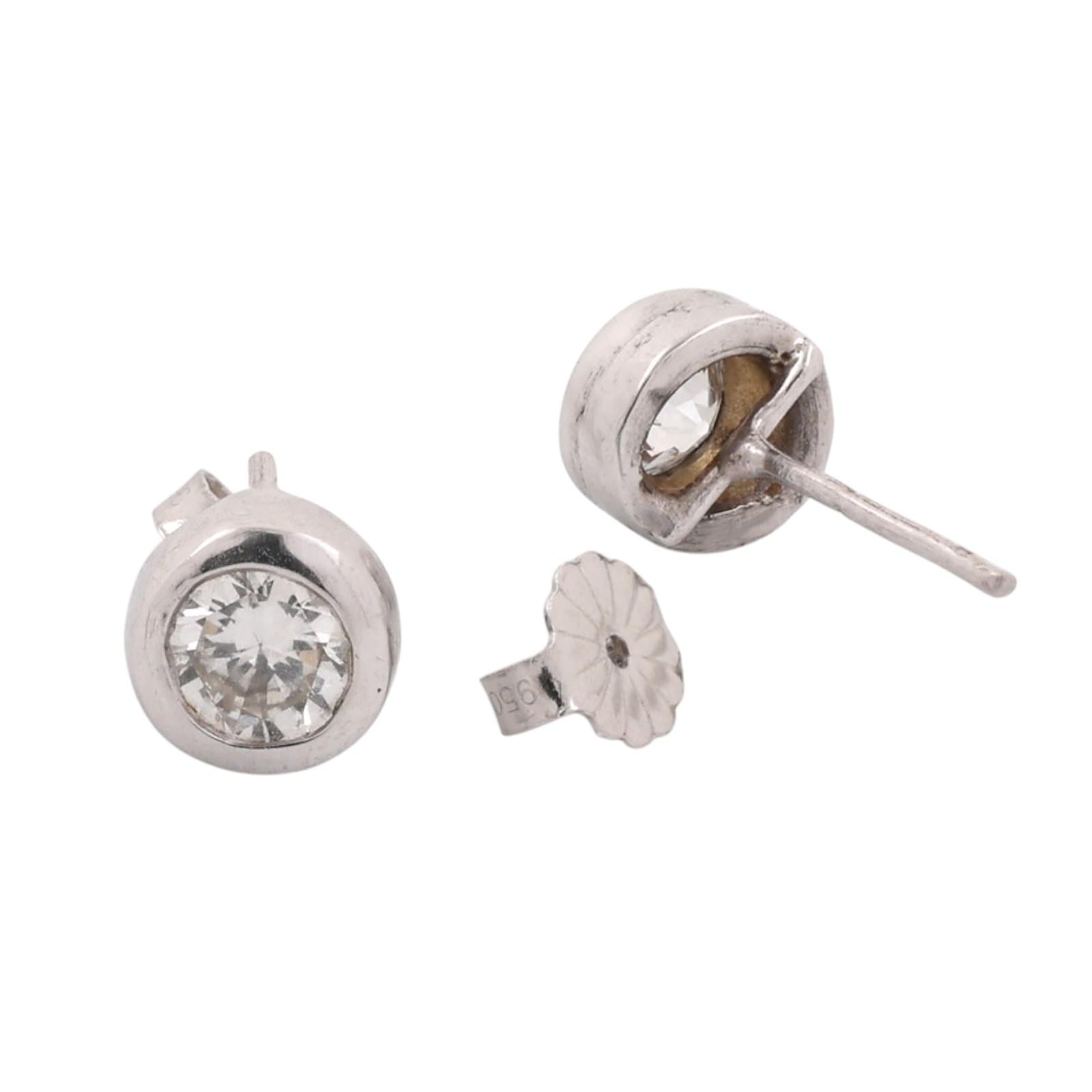 White Gold 0.80 CTW Natural Round Diamond Bezel Set Stud Earrings Platinum Backs