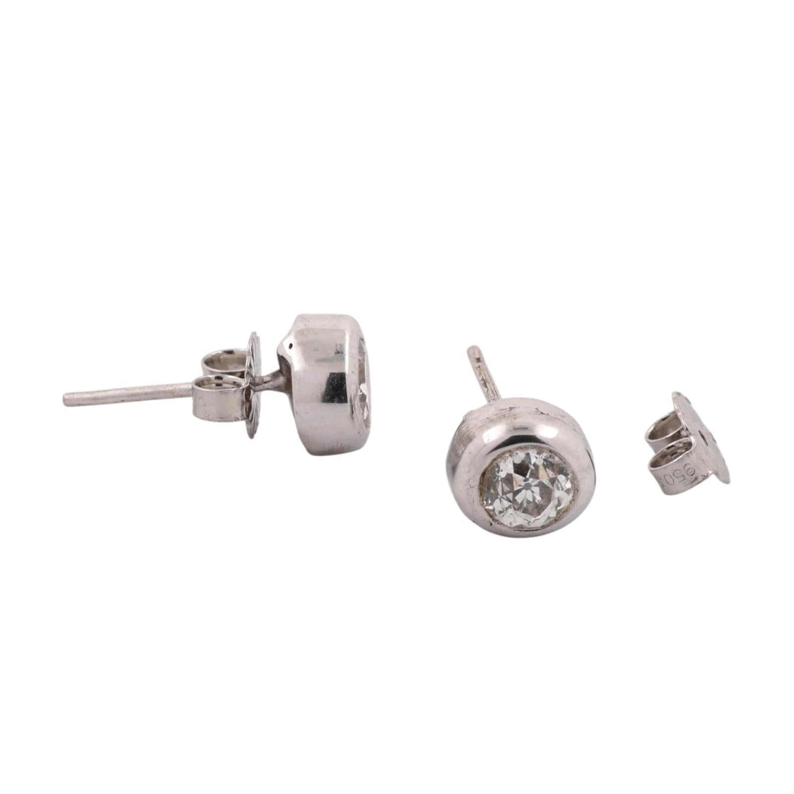 White Gold 0.80 CTW Natural Round Diamond Bezel Set Stud Earrings Platinum Backs