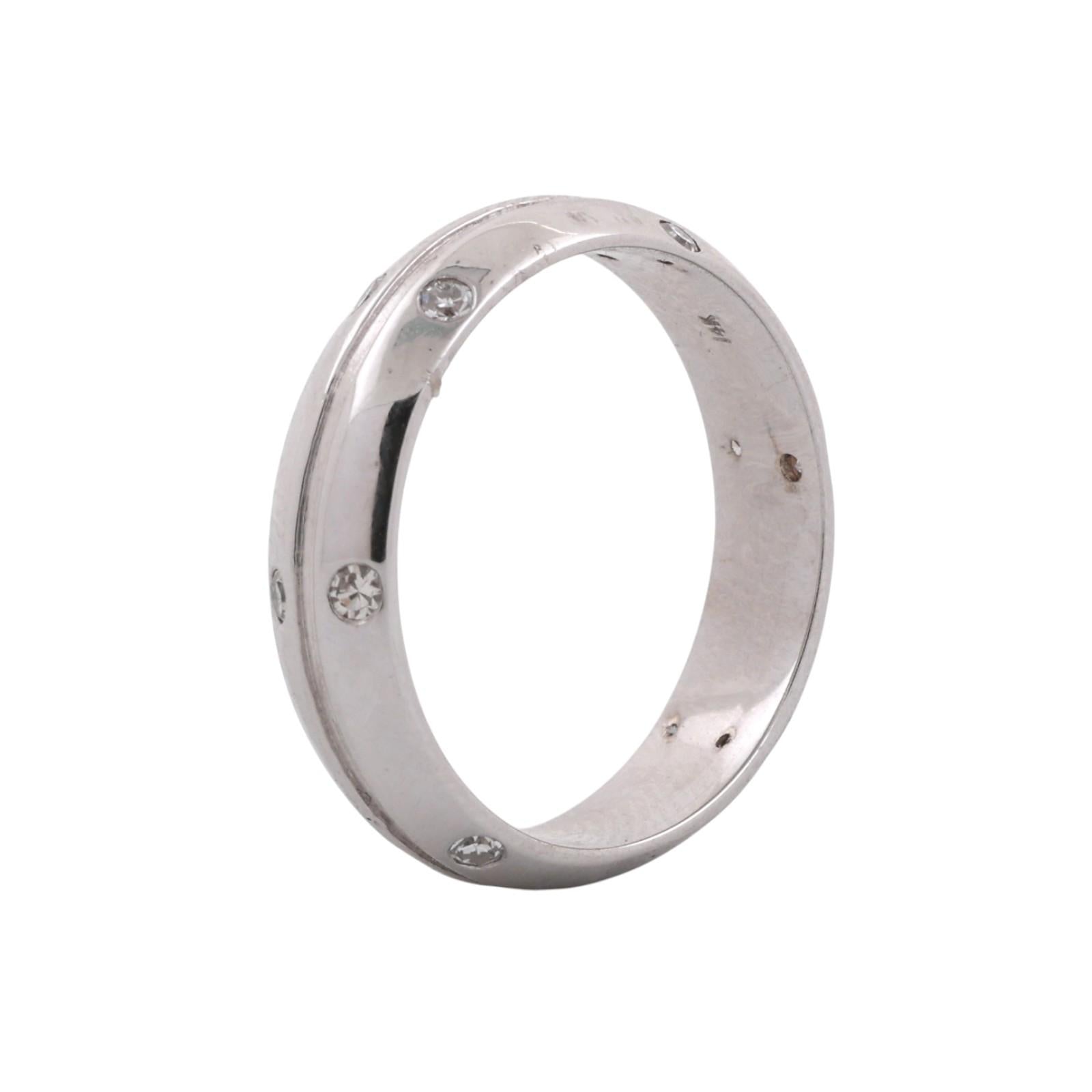 14K White Gold Gypsy Flush Set Diamond Band Ring 0.30CTW Size 11 Estate