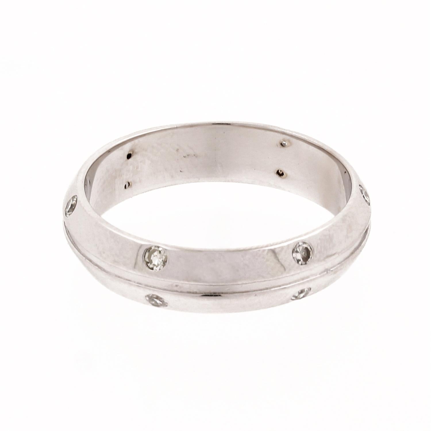 14K White Gold Gypsy Flush Set Diamond Band Ring 0.30CTW Size 11 Estate