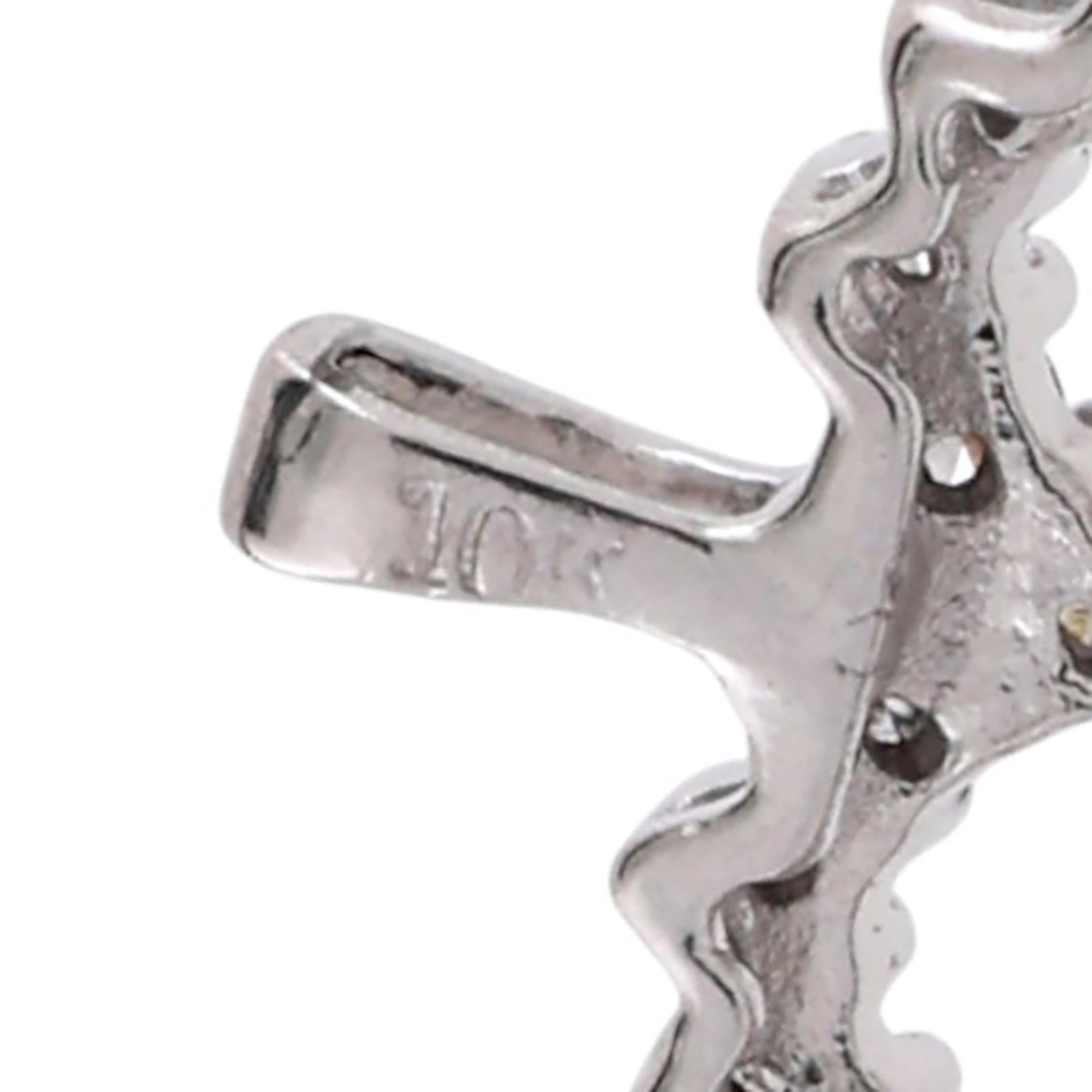 10K White Gold 0.30ctw Diamond Open Heart Pendant Estate Love Charm